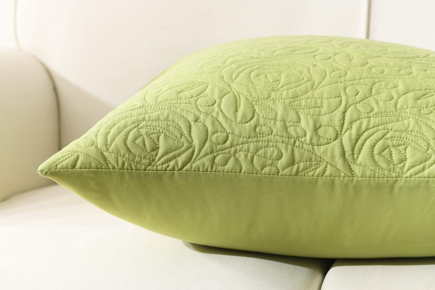 Green Microfiber Embroidered Euro Sham Covers 24x24