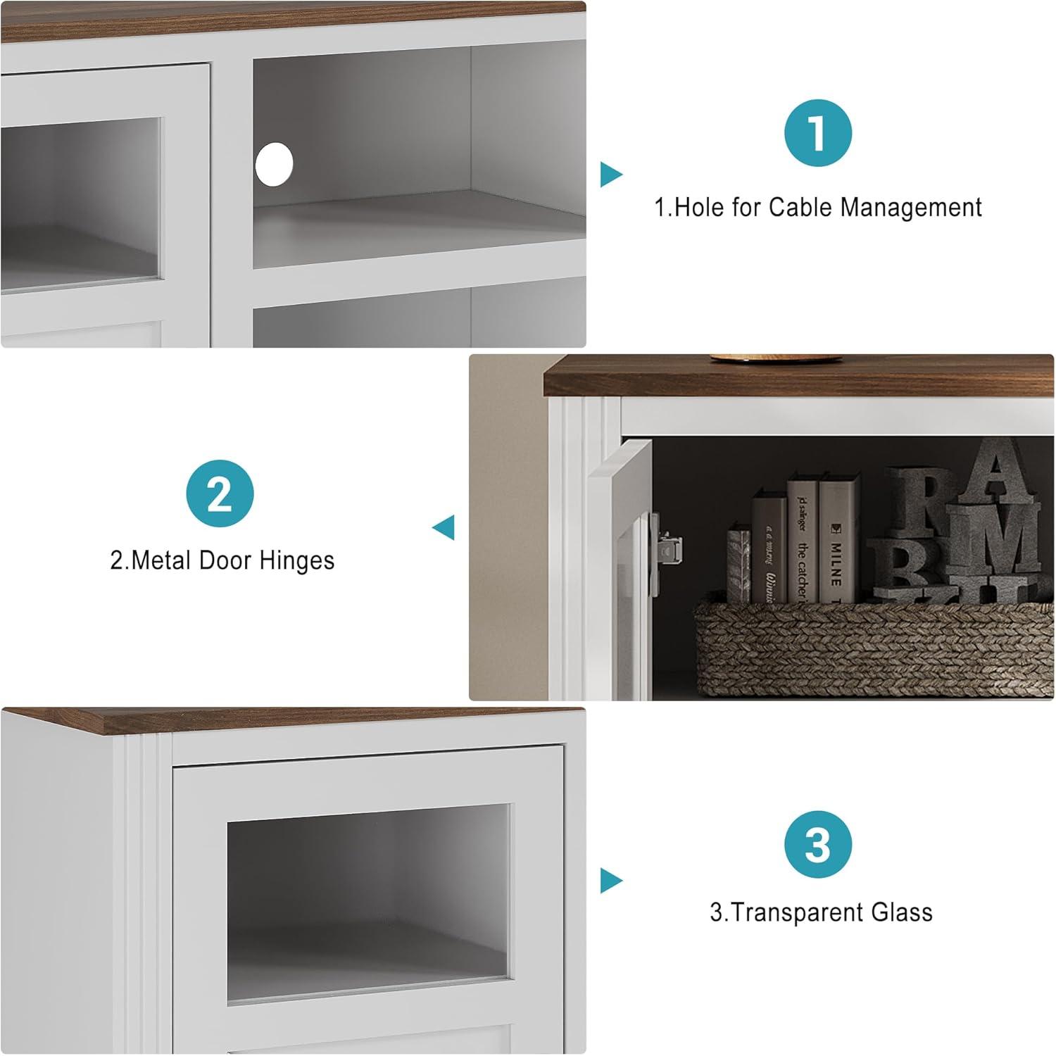 Wrought Studio™ Farmhouse TV Stand With LED Lights, Entertainment Center For 65/60/55 Inches Televisions