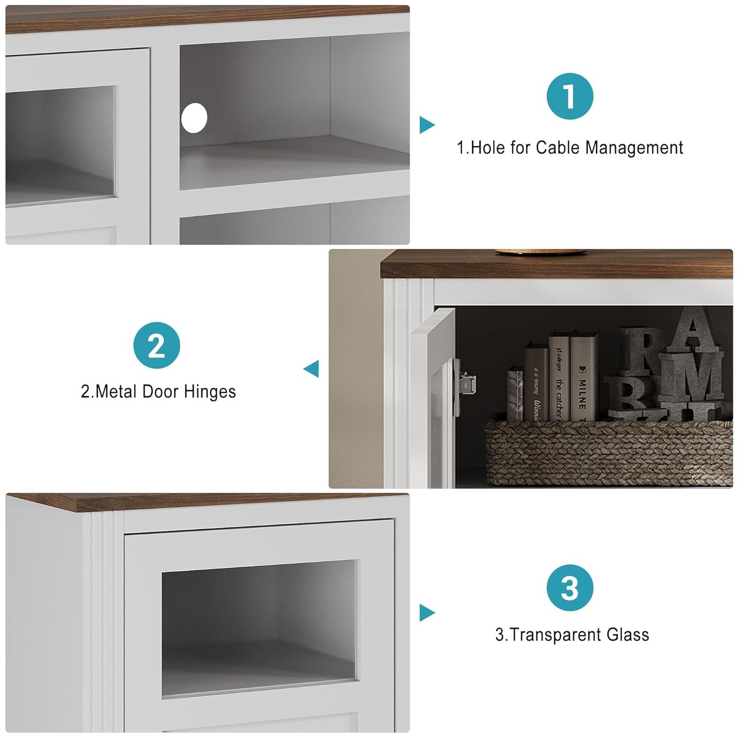 Wrought Studio™ Farmhouse TV Stand With LED Lights, Entertainment Center For 65/60/55 Inches Televisions