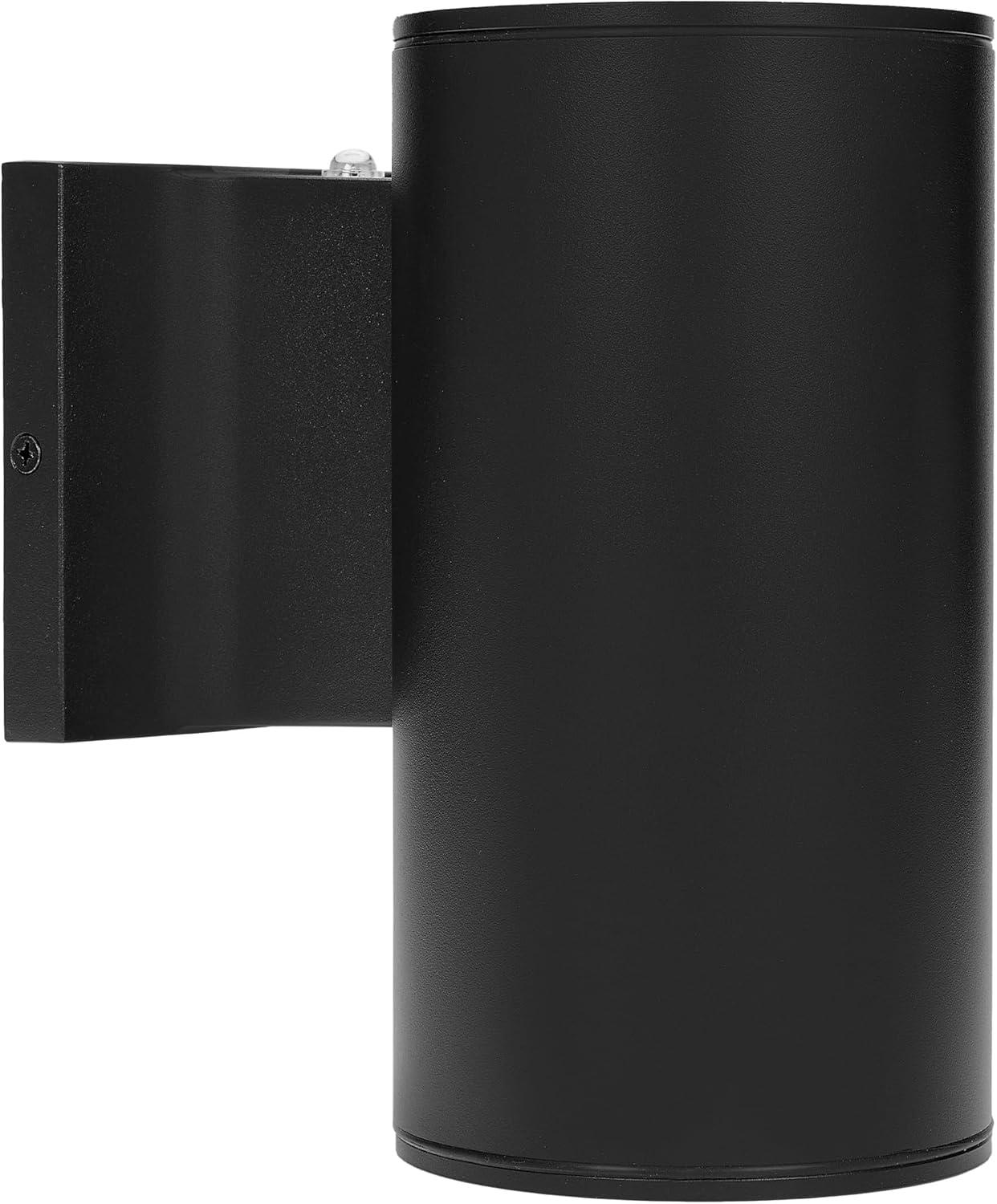 Maxxima Cylinder LED Outdoor Wall Light, Modern Wall Wash, 12 Watt, 1050 Lumens, 5 CCT 2700K/3000K/3500K/4000K/5000K, Dusk to Dawn Photocell Sensor, Exterior Garage, Patio, or Porch Lighting, Black
