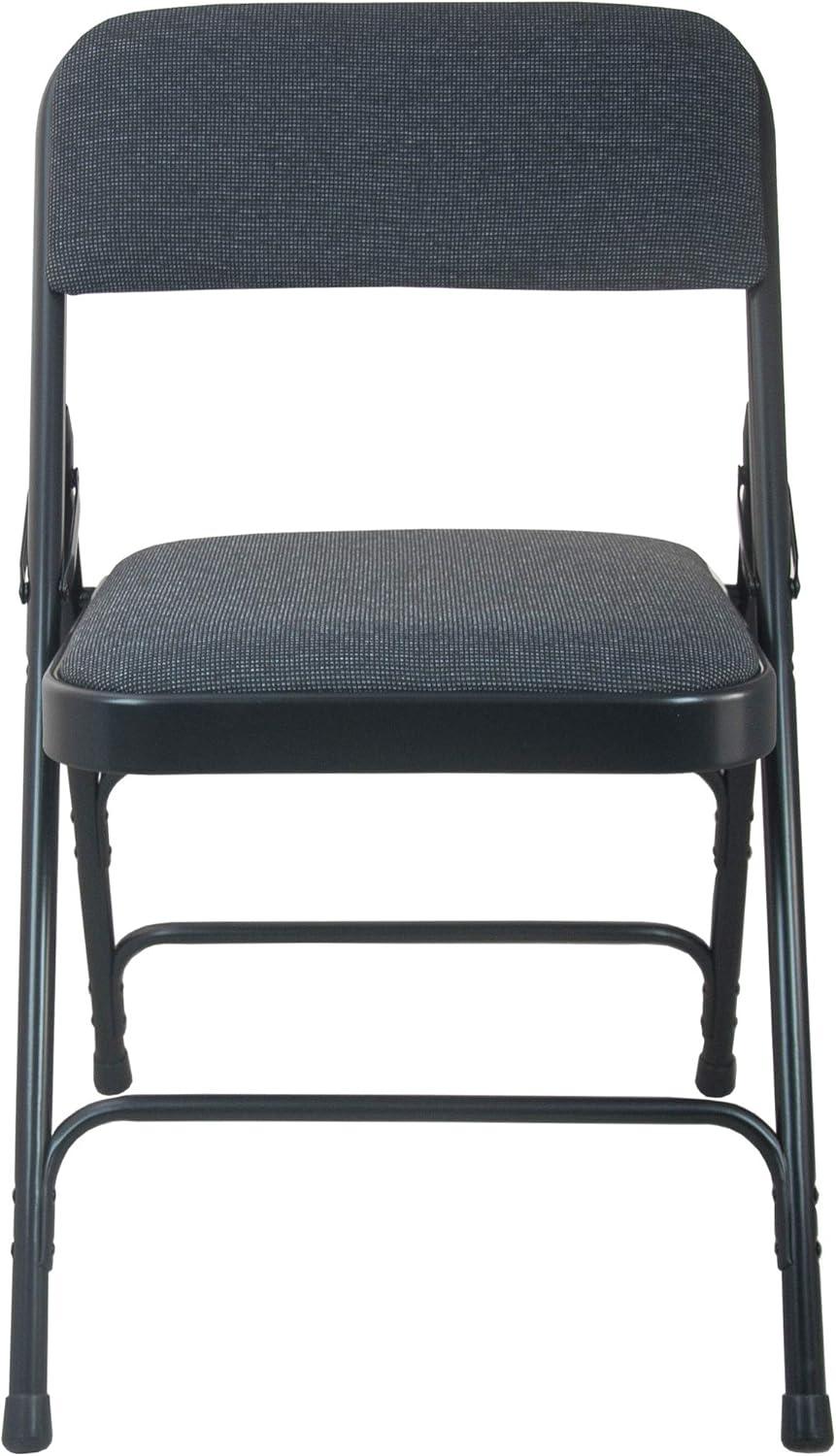 Black Metal and Fabric Armless Folding Chair Set