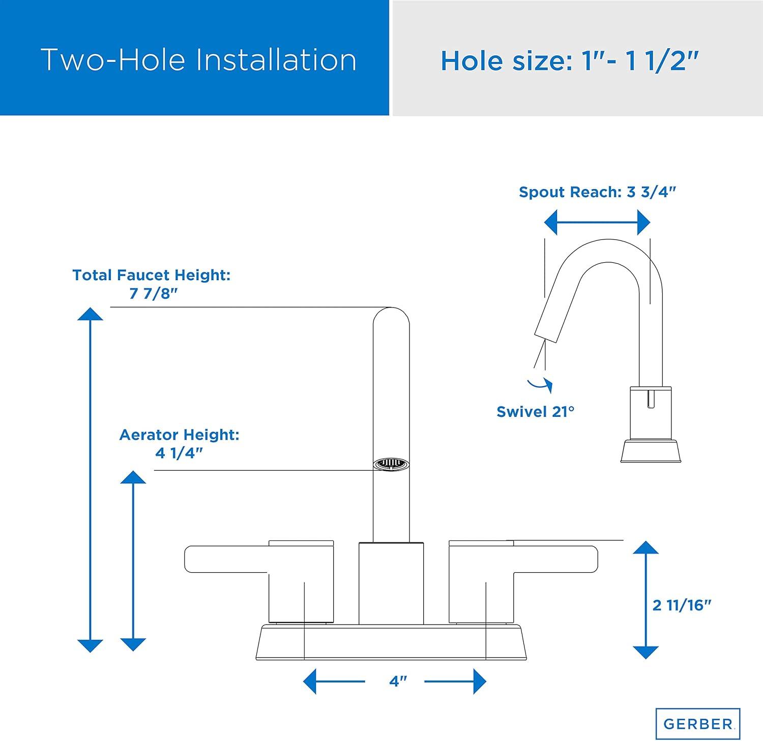 Amalfi Brushed Nickel Two Handle Centerset Bathroom Faucet