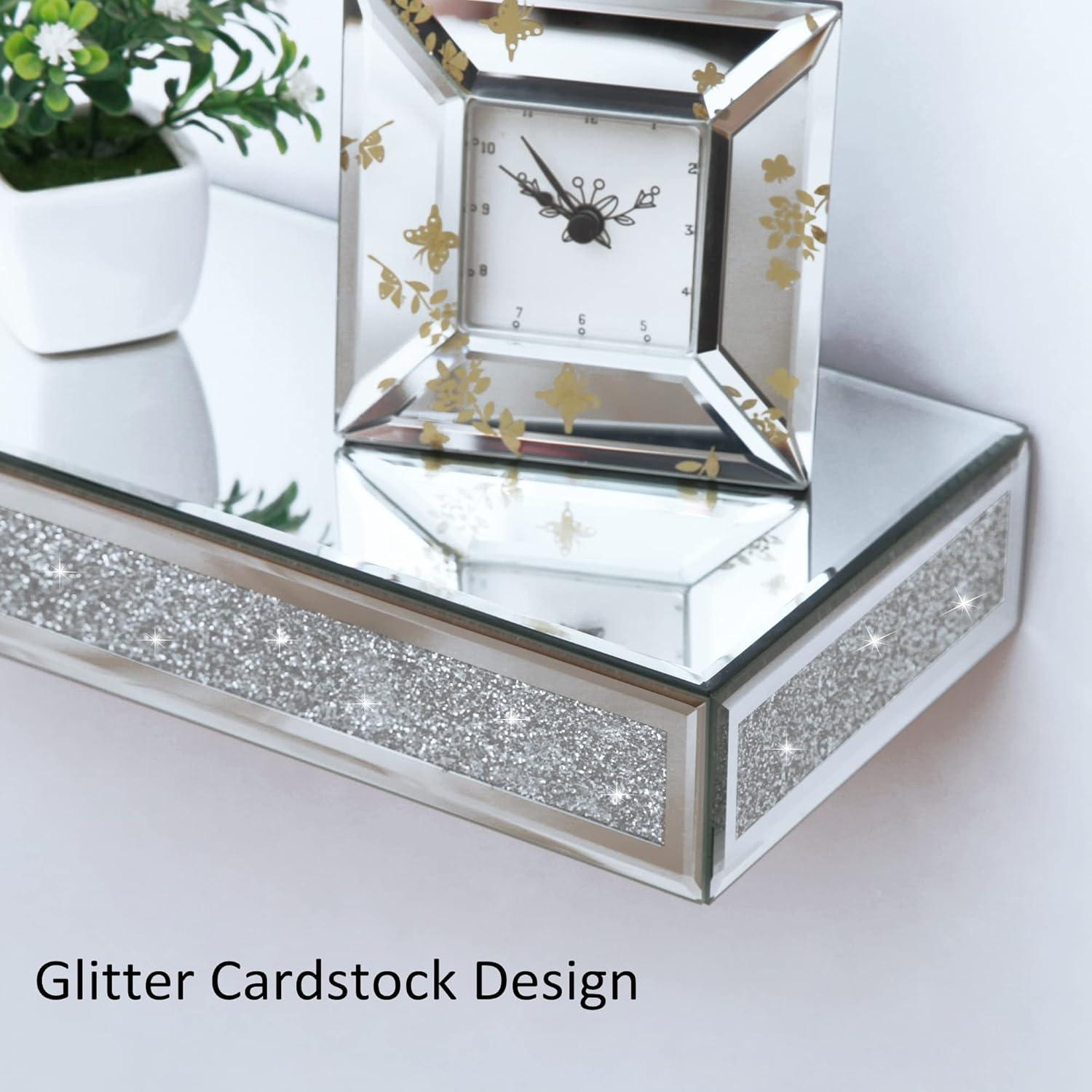 SHYFOY 2 Piece Mirror Floating Wall Shelf for Home Kitchen