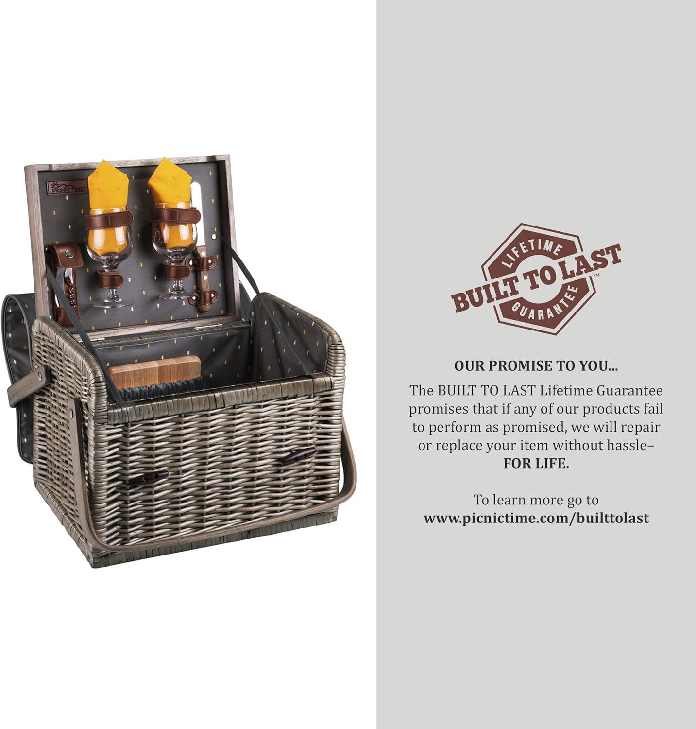 Picnic Time Kabrio Wine & Cheese Picnic Basket with Picnic Set 2