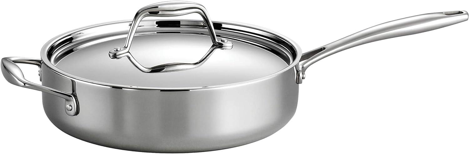 Tri-Ply Stainless Steel 3-Quart Deep Saute Pan with Lid