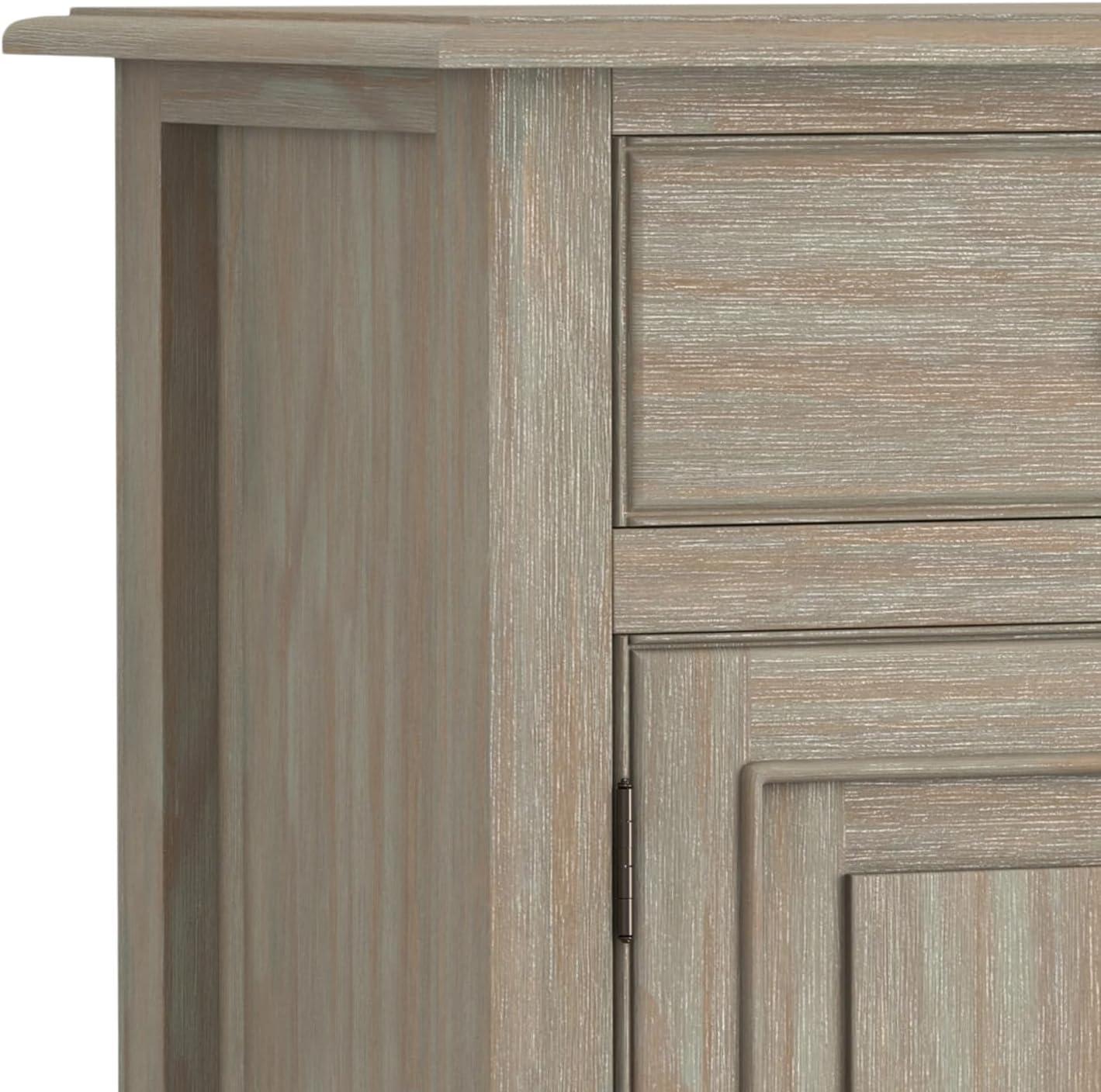 Distressed Grey Solid Wood Freestanding Storage Cabinet with Adjustable Shelving