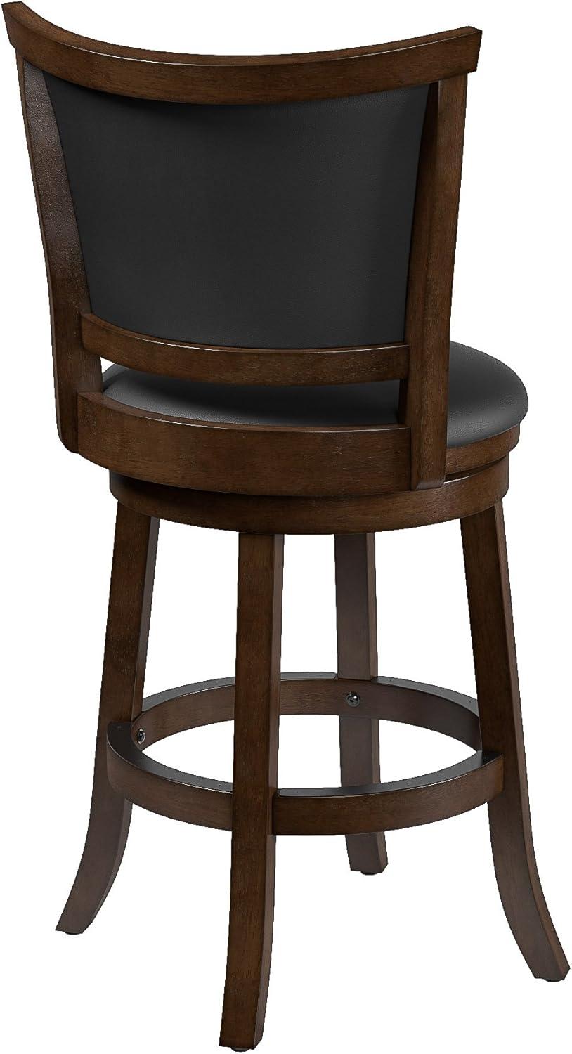 CorLiving Woodgrove Brown Wood Counter Height Barstool with Bonded Leather Seat, set of 2