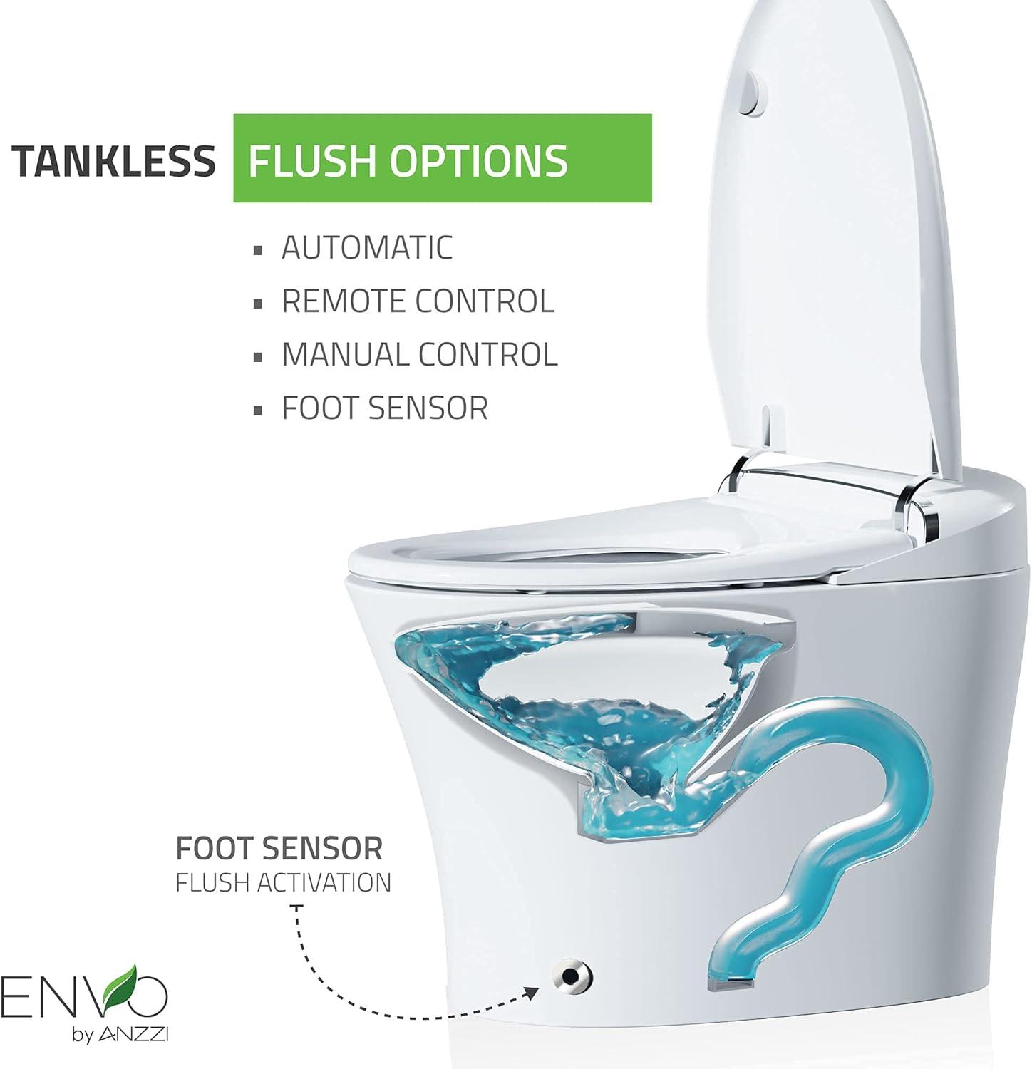 ANZZI Envo 1.28 Gallons GPF Elongated Comfort Height Floor Mounted Bidet Toilet (Seat Included)