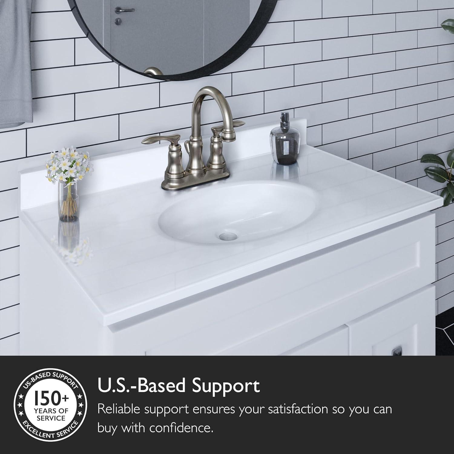 Design House 586206-37-inch Cultured Marble Vanity Top with Backsplash-Improved Package in White