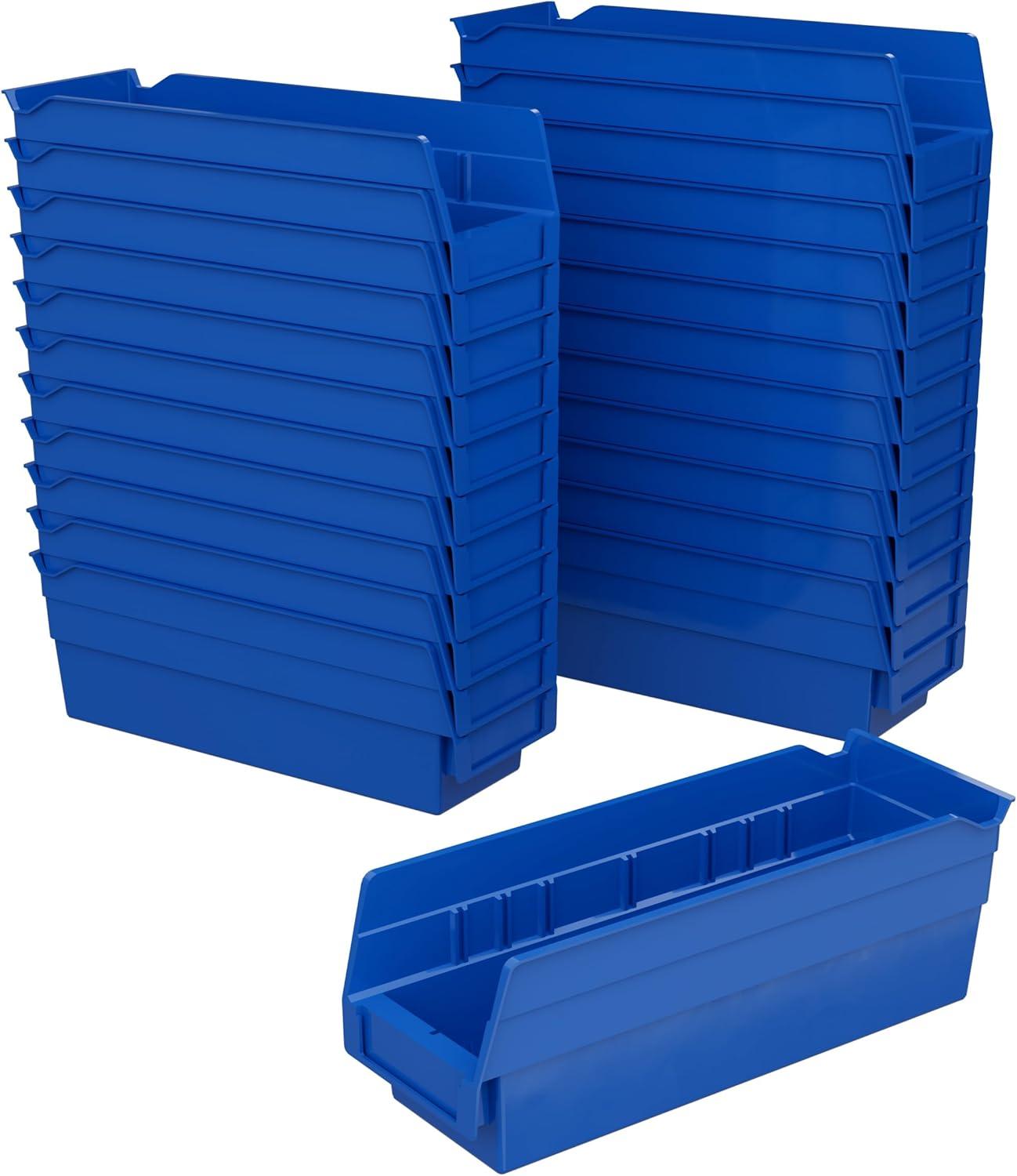 Plastic Organizer and Storage Bins for Refrigerator, Kitchen, Cabinet, or Pantry Organization, 12-Inch x 4-Inch x 4-Inch, Blue, 24-Pack