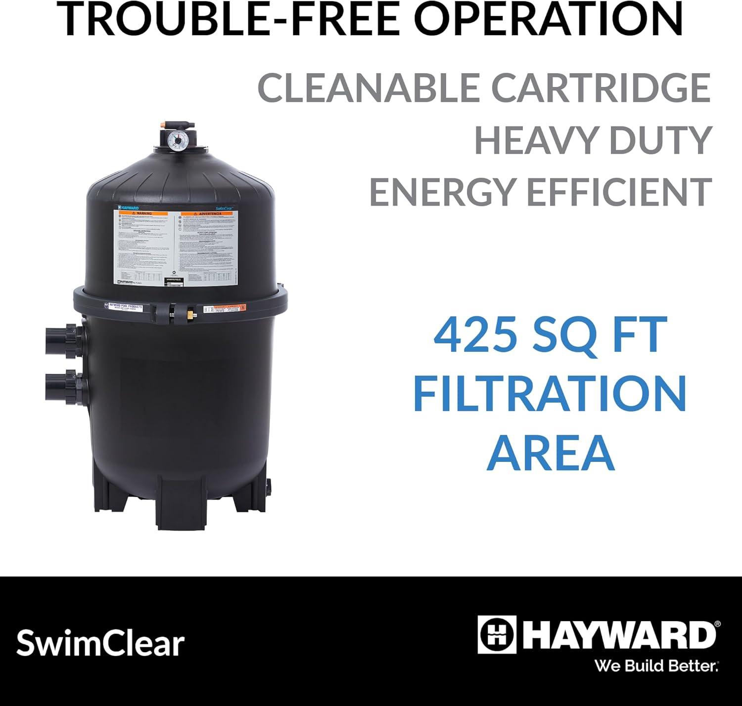 Hayward W3C4030 SwimClear 425 Square Feet Outdoor Inground Cartridge Pool Filter