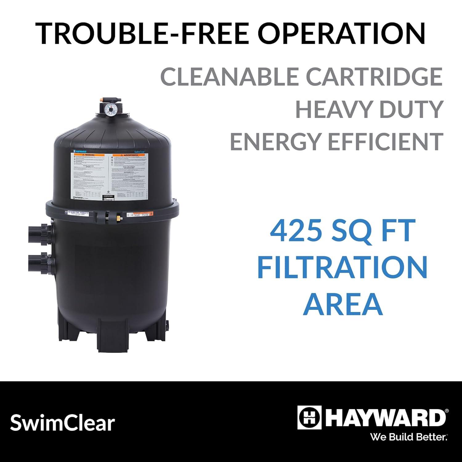 Hayward W3C4030 SwimClear 425 Square Feet Outdoor Inground Cartridge Pool Filter