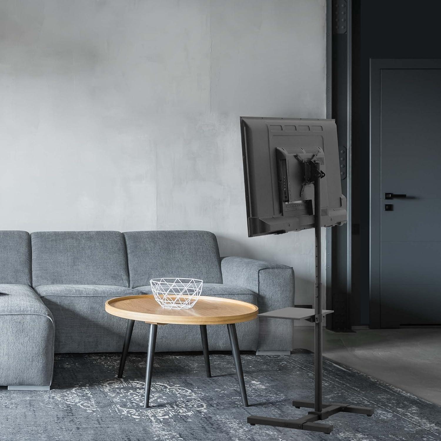 Vivo Black TV Stand with Storage Shelf