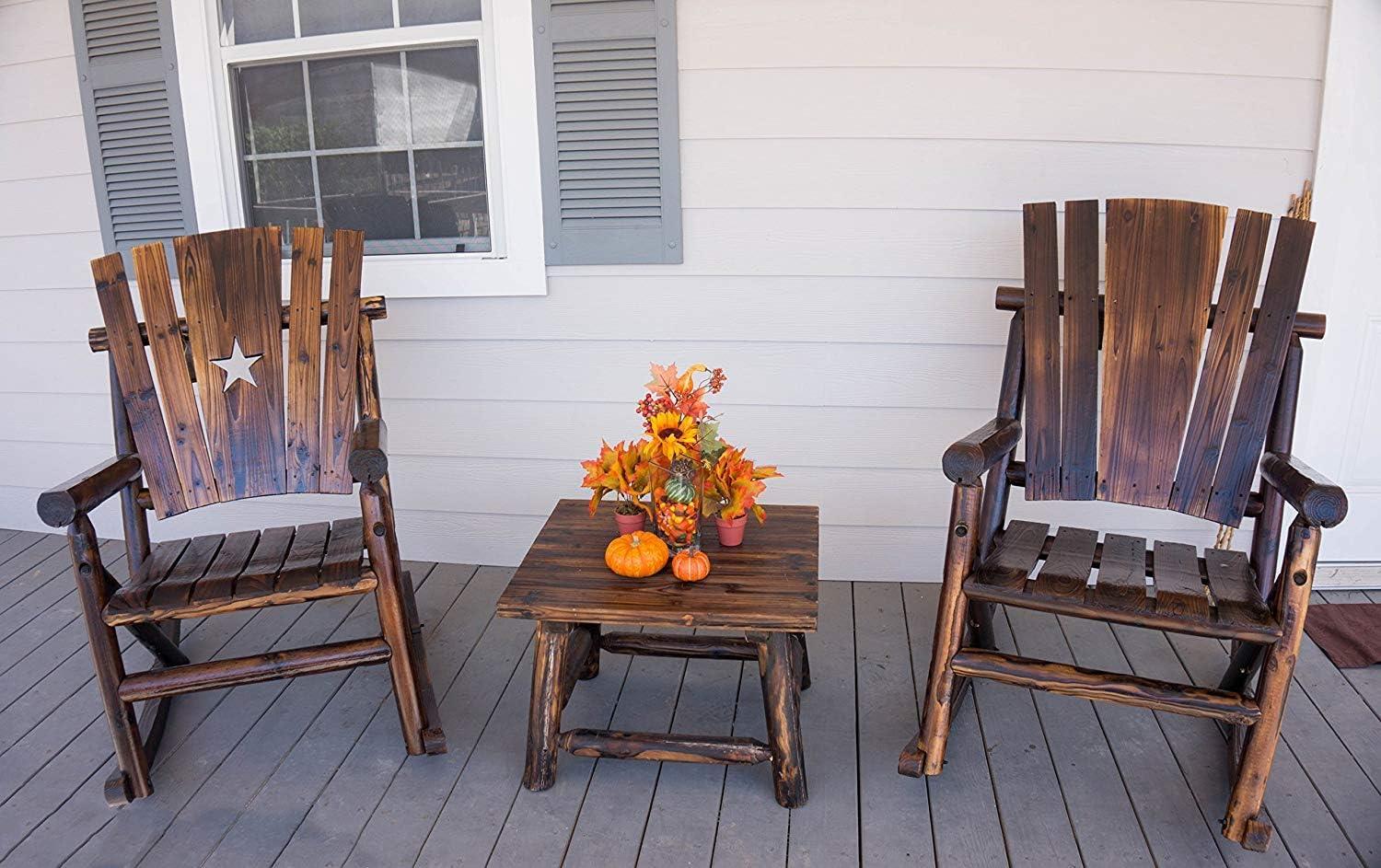 Leigh Country TX 93605 Char-log Adult Outdoor Rocker with Star Cutout Brown