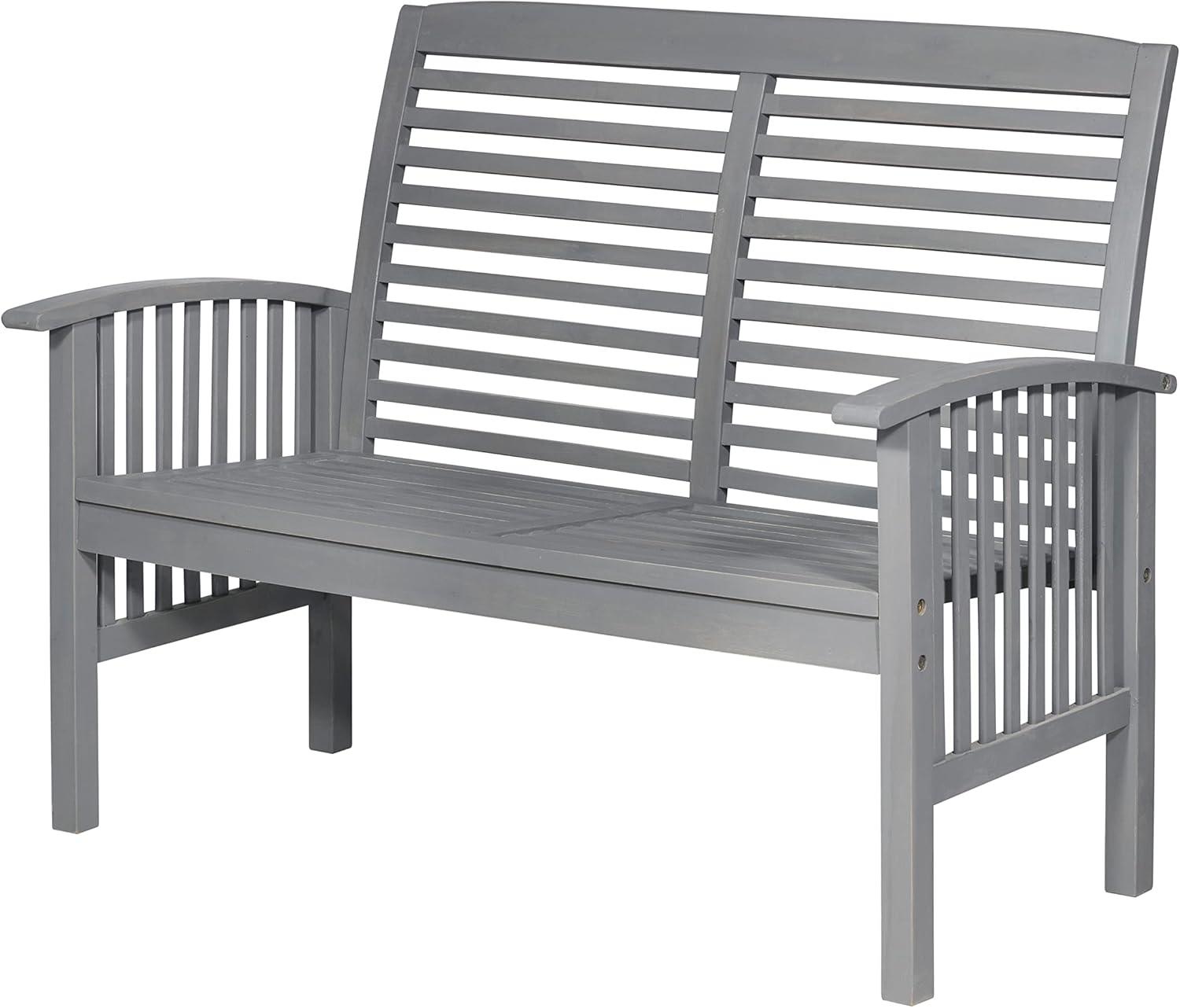 Grey Wash Acacia Wood Outdoor Loveseat with Cushions