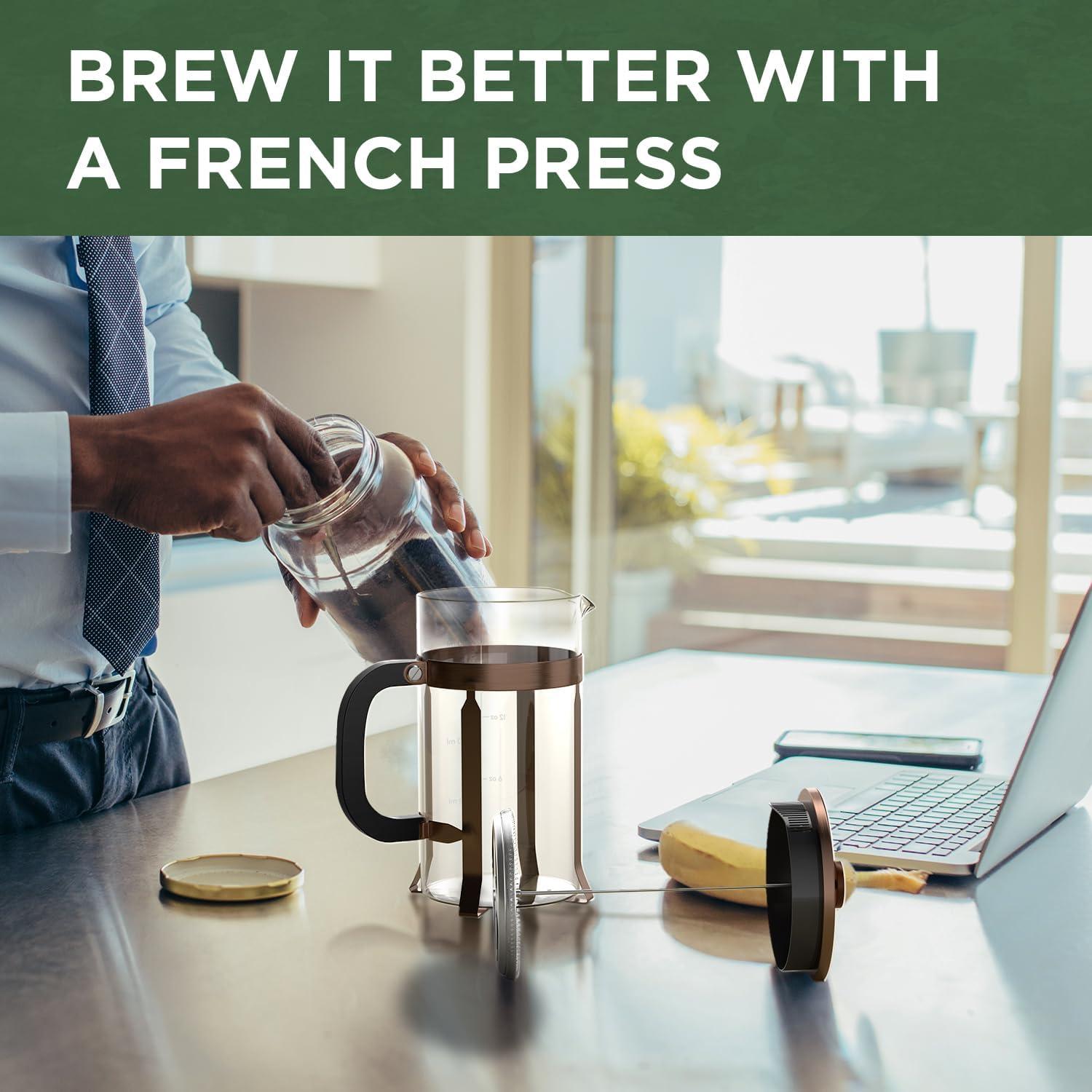 French Press Coffee Maker (21oz 600ML 3-4Cup) Coffee Press, with 4 Filters System, Heat Resistant Thickness Borosilicate Glass, Cold Brew Coffee Tea Pot Gifts (Copper)