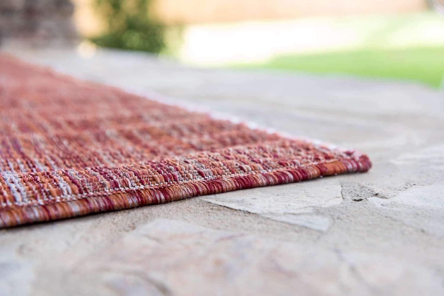 Rust Red Synthetic 4' x 6' Reversible Outdoor Rug