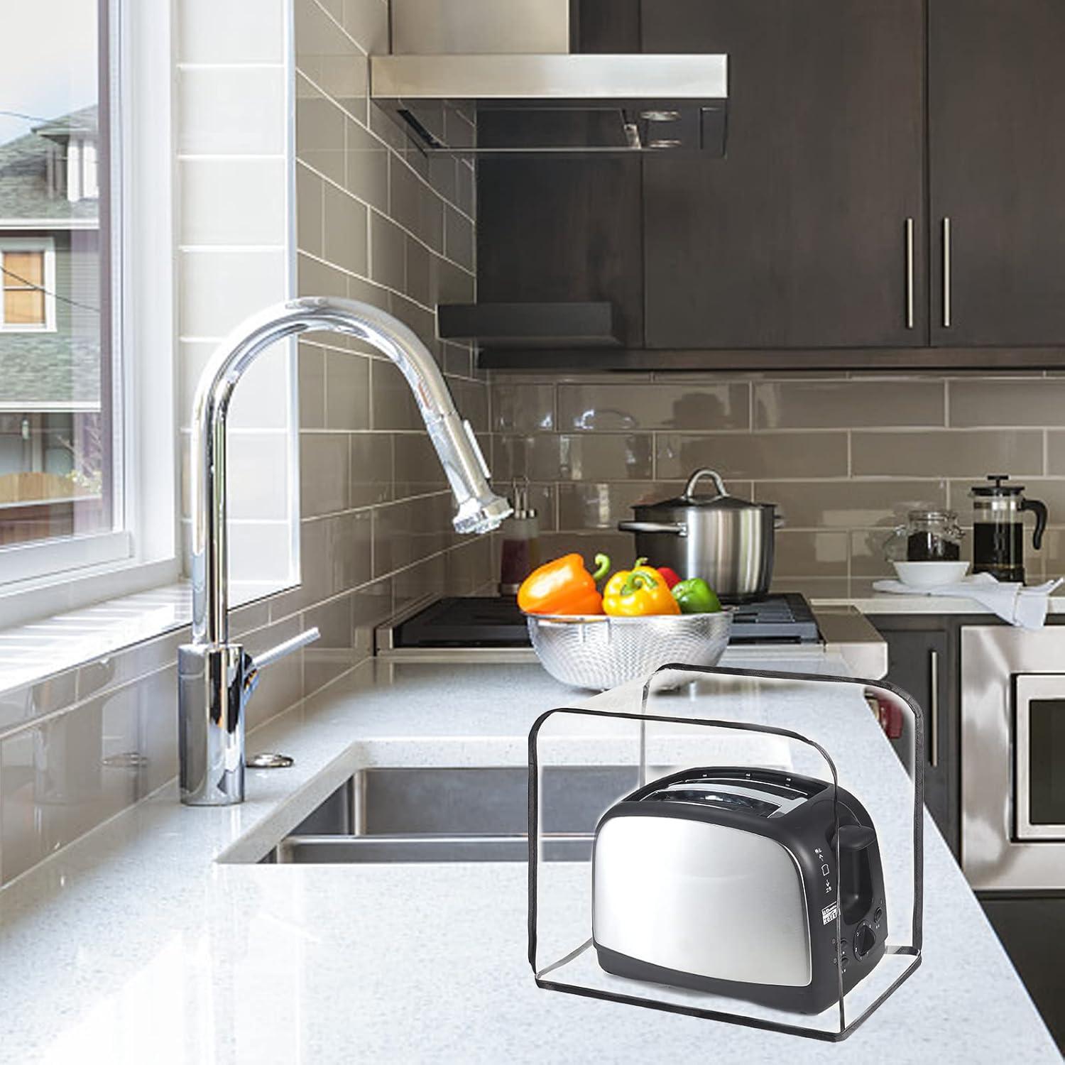 Numjaw 2-Slice Toaster Cover, Quilted Toaster Cover with Top Handle for Home, Kitchen Small Appliance Dust Fingerprint Cover(Black)