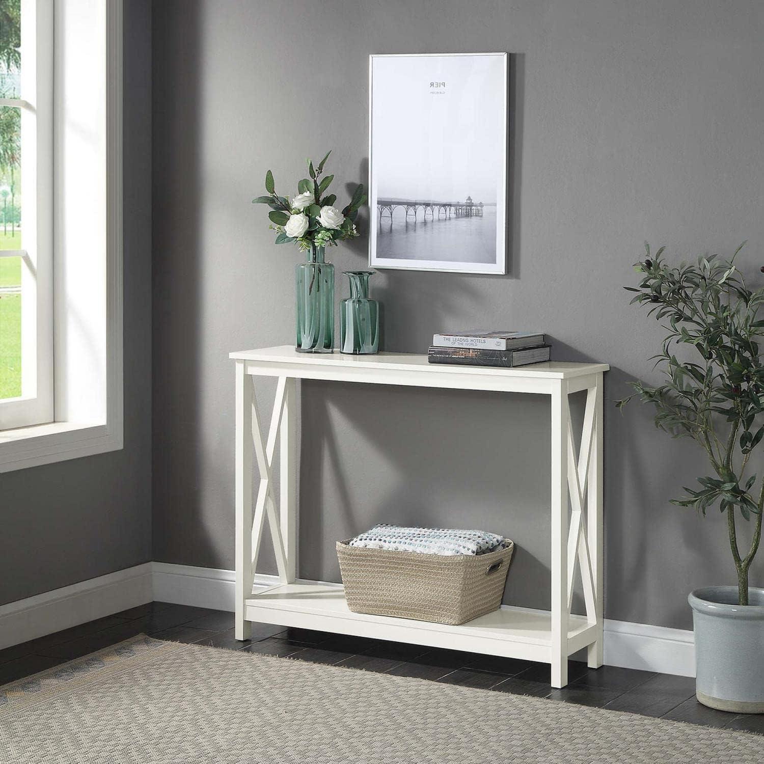 Convenience Concepts Oxford Console Table with Shelf, Ivory