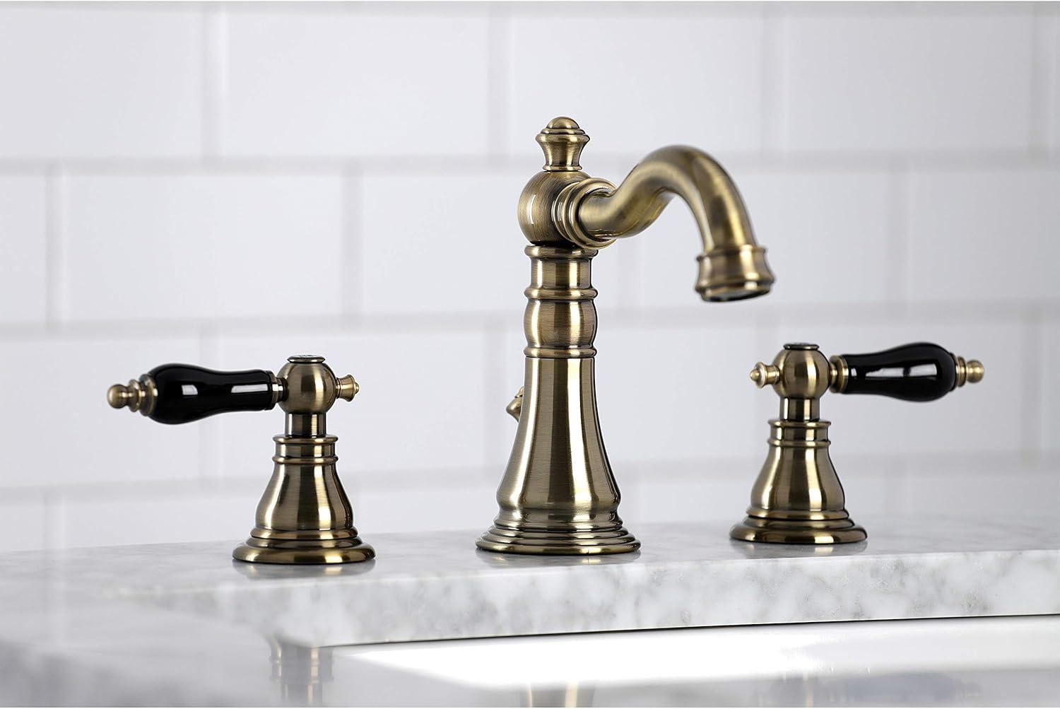 Kingston Brass Duchess Two-Handle 3-Hole Deck Mount Widespread Bathroom Faucet with Pop-Up Drain