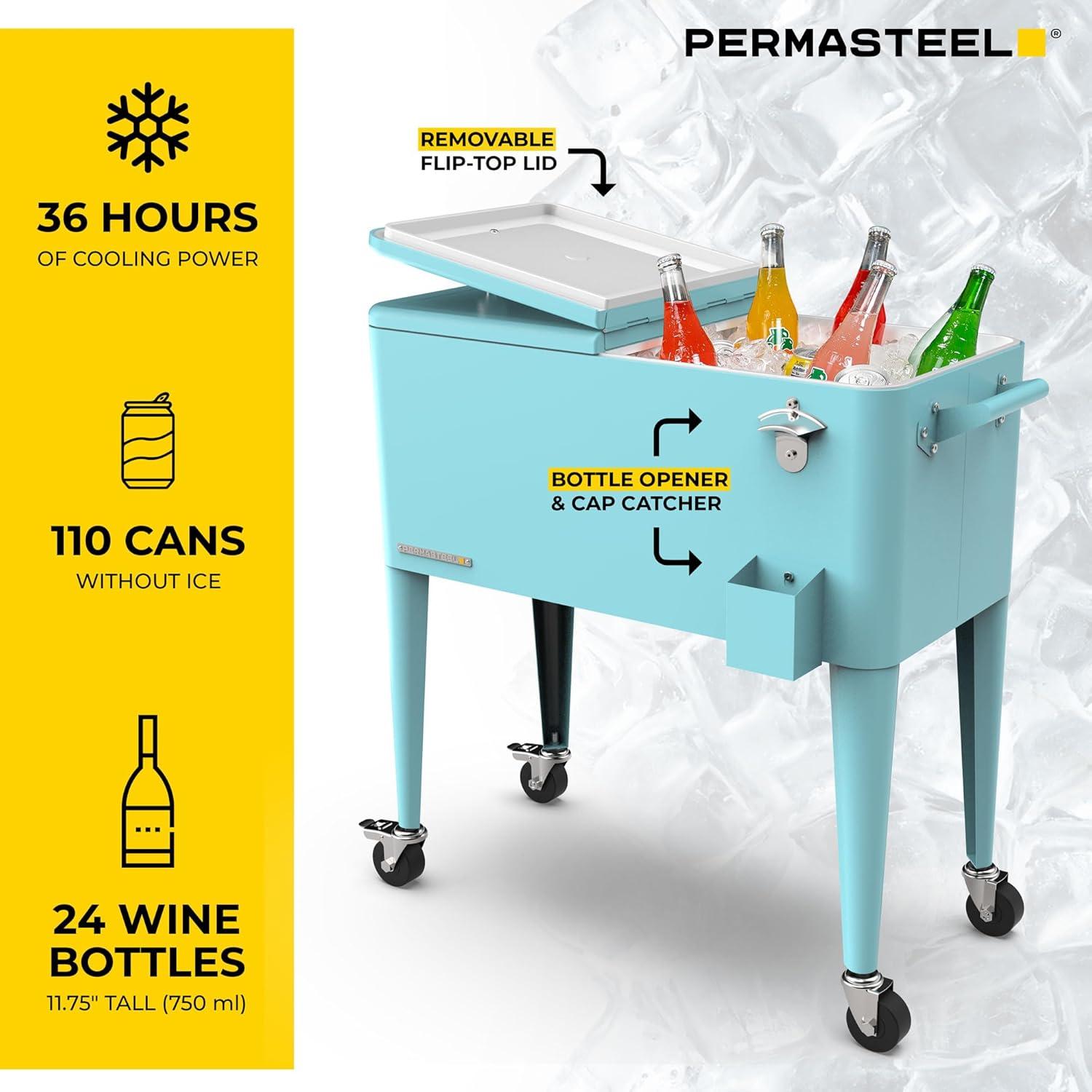 Permasteel 80-Qt Classic Outdoor Patio Cooler On Wheels