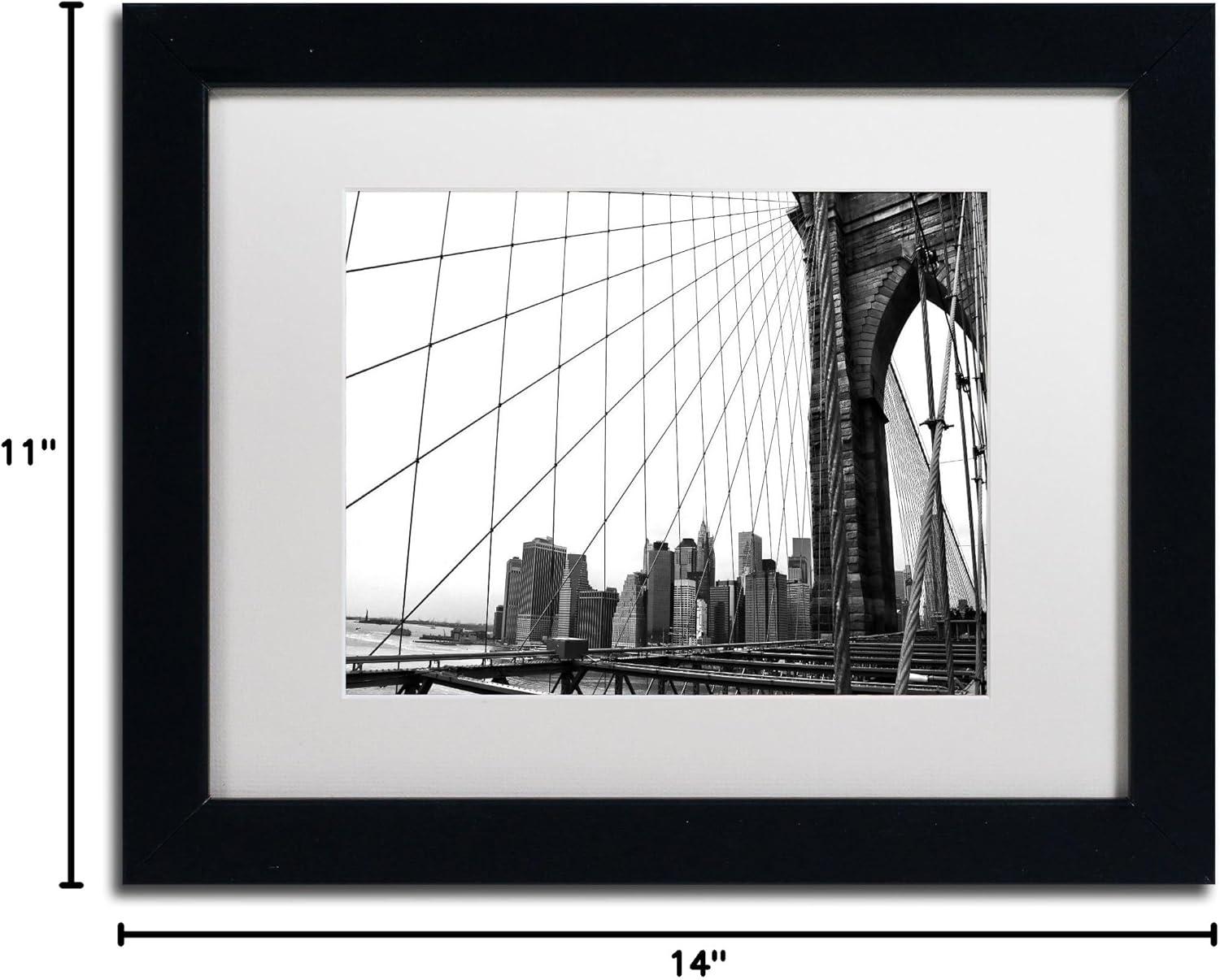Trademark Fine Art "Brooklyn Bridge 4" Canvas Art by CATeyes, White Matte, Black Frame