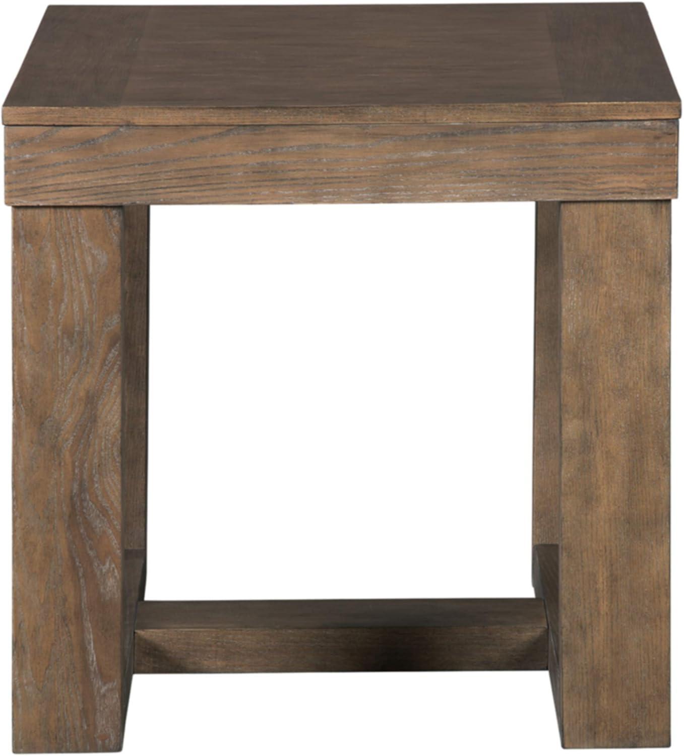 Contemporary Plank-Effect Square End Table in Textured Grayish Brown