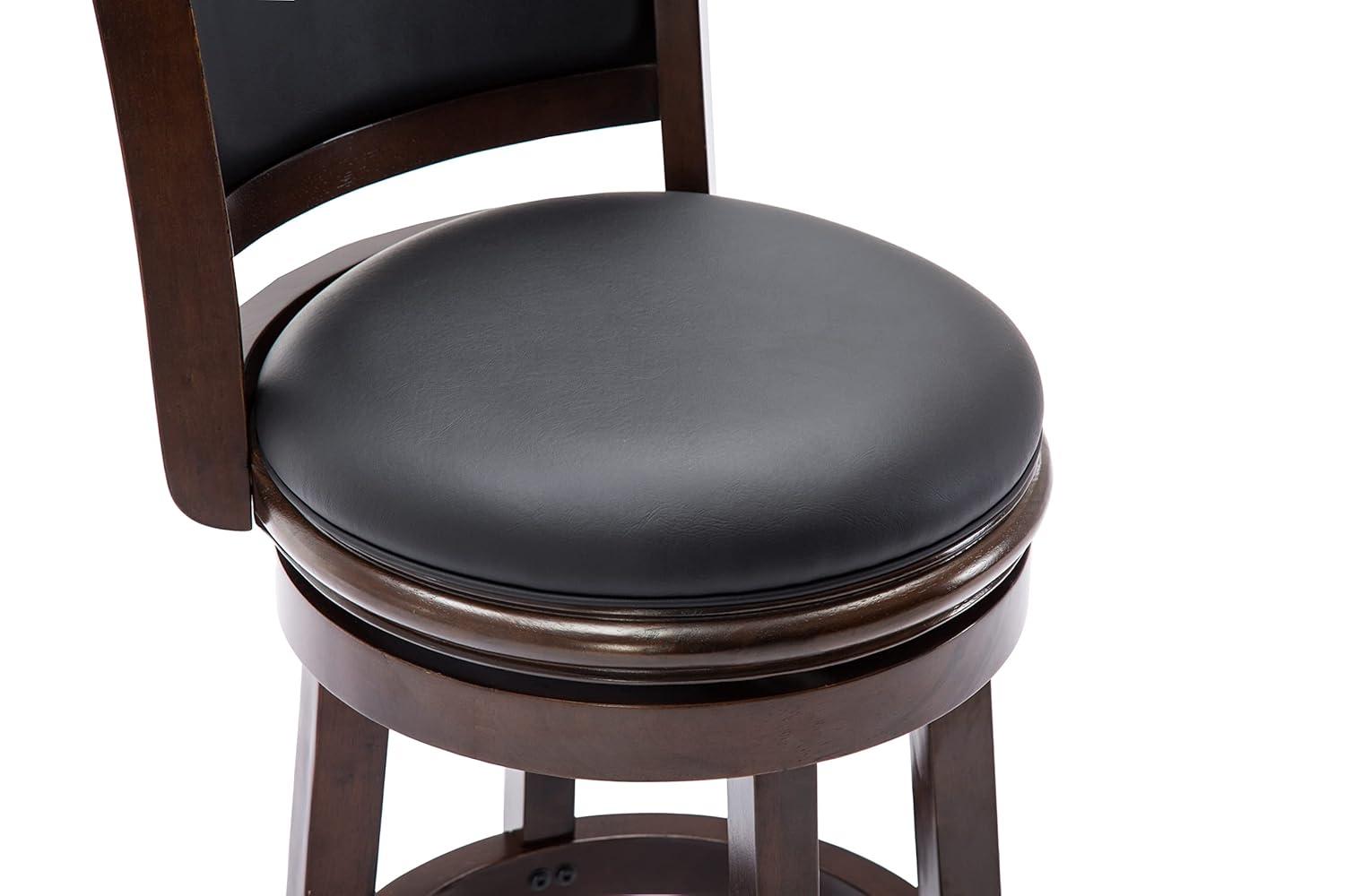 24" Augusta Swivel Counter Height Barstool Hardwood Cappuccino - Boraam: Round Seat, Footrest