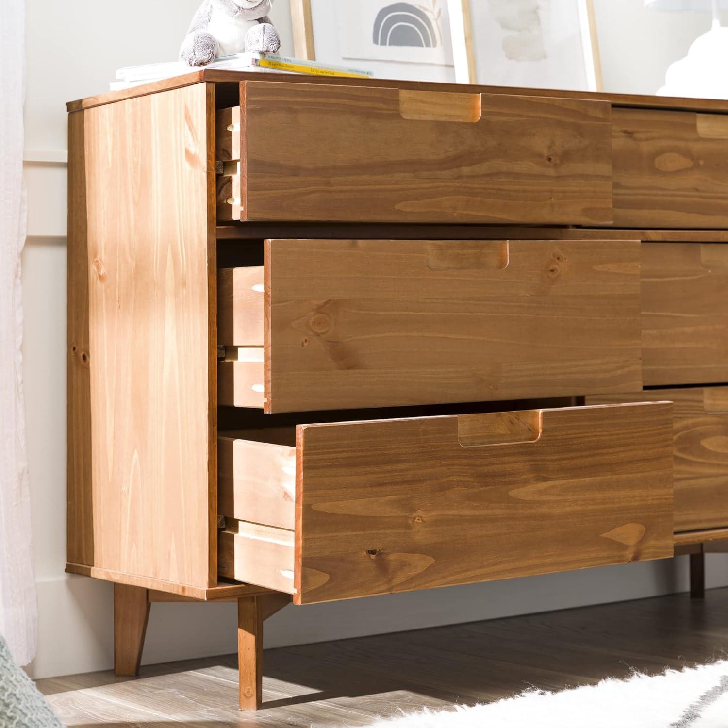 Walker Edison Sonoma 6-Drawer Solid Wood Caramel Dresser