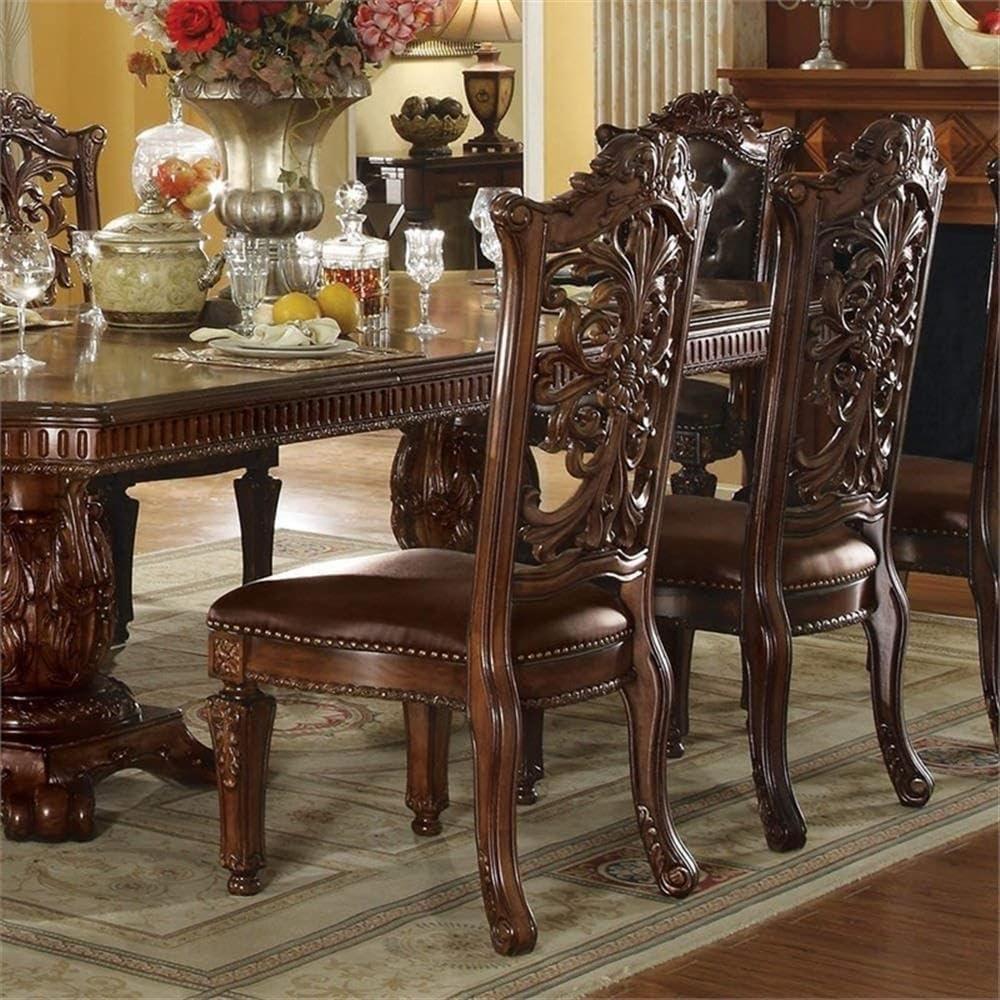 Acme Furniture Vendome Dining Side Chair in PU and Cherry (Set of 2) Dining Room Furniture