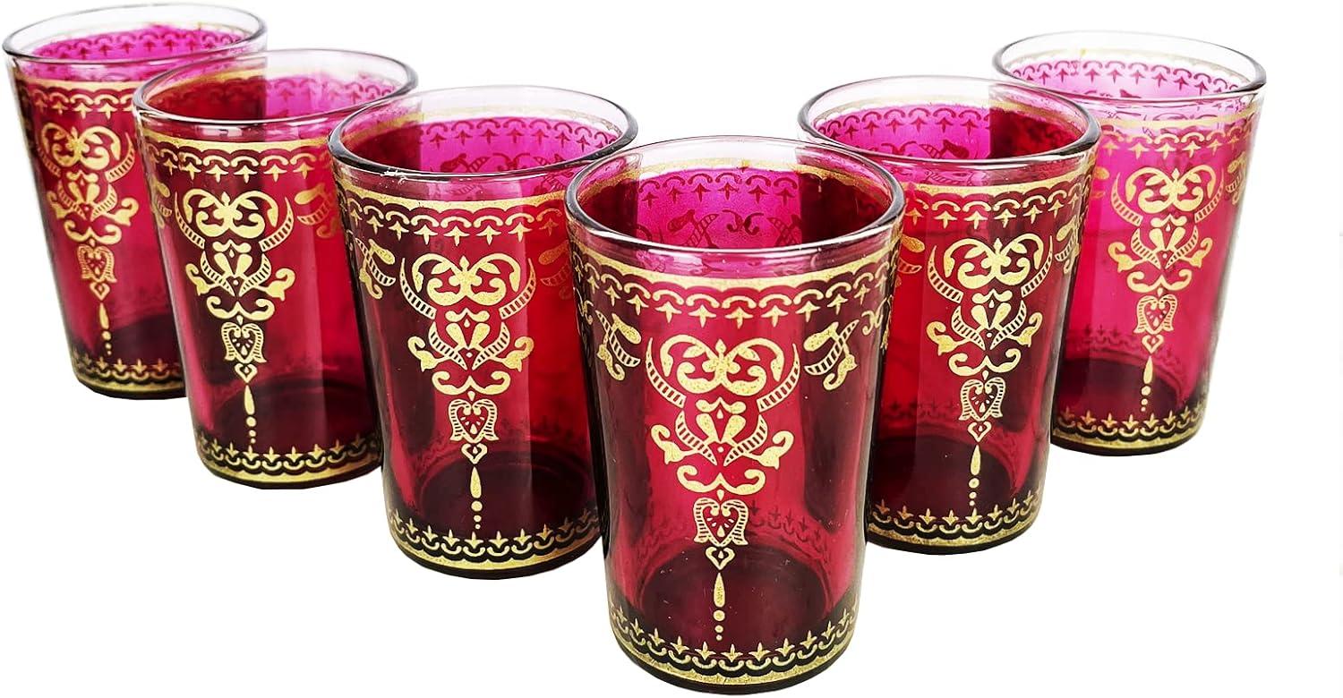 The Wine Savant Moroccan Design Drinking Glasses, Perfect Addition to Home Bar, Unique Style & Decor - 6 pk