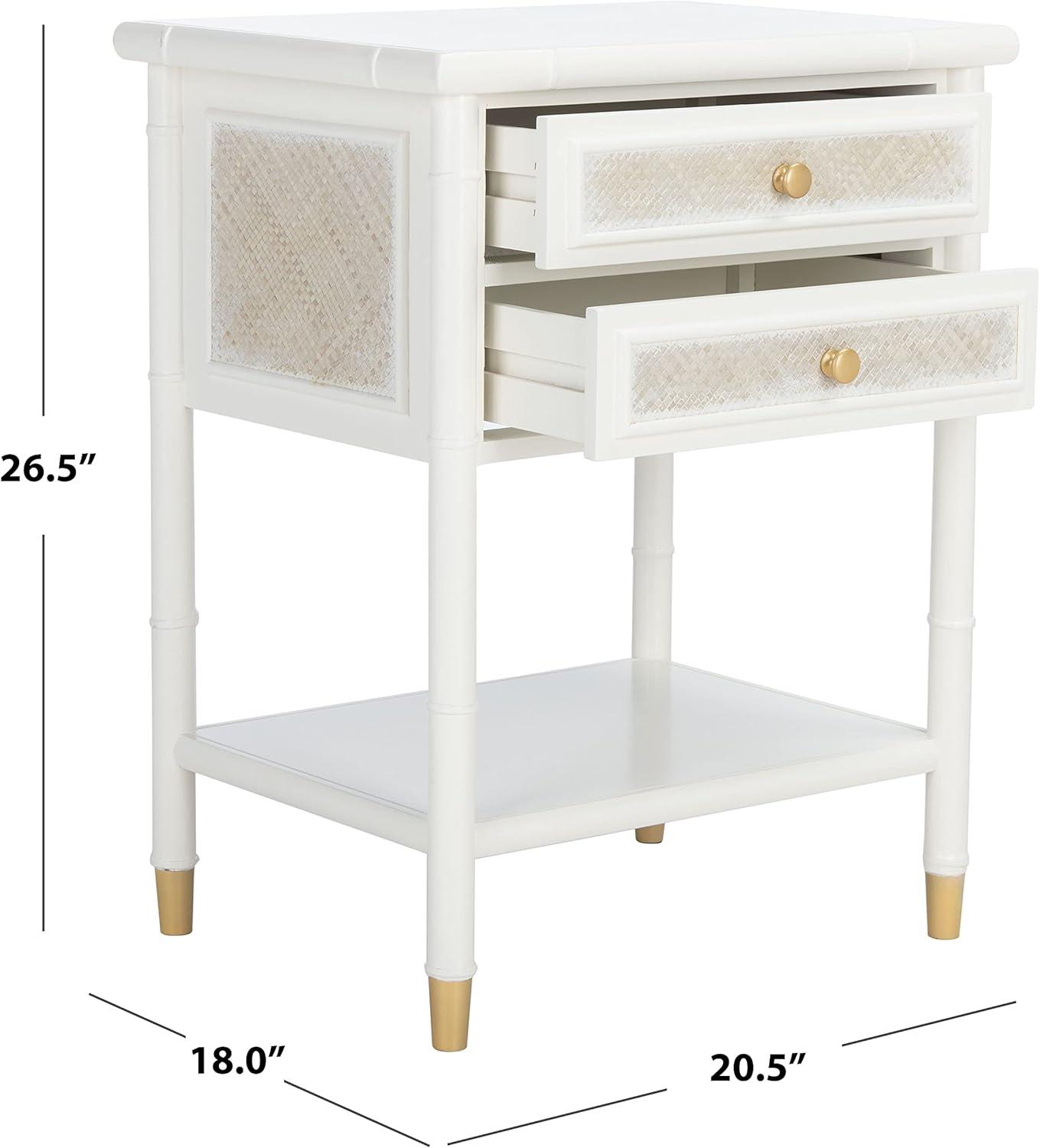 SAFAVIEH Ahab Amish White/Gold Rectangle Wood Storage End Table (20.5 in. W x 18 in. D x 26.5 in. H)