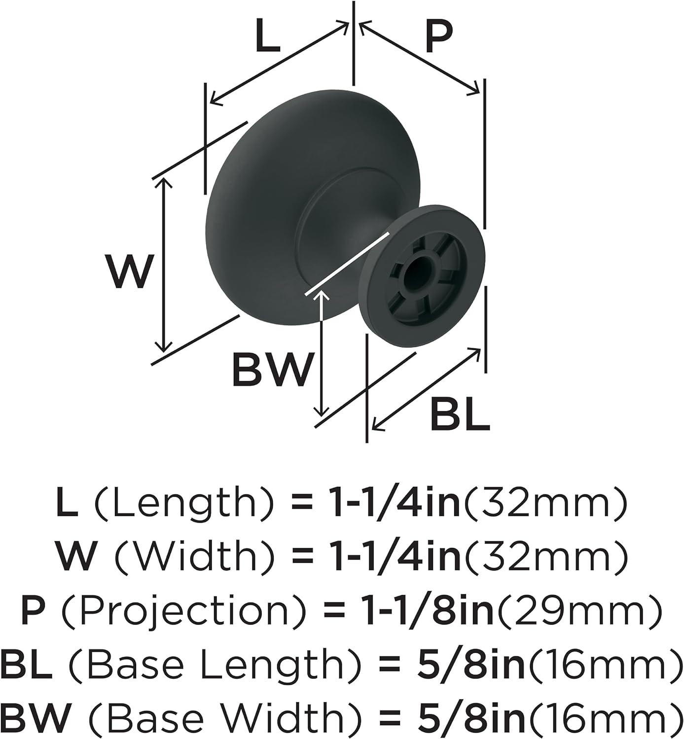 Matte Black Round Cabinet Knob with Mounting Hardware