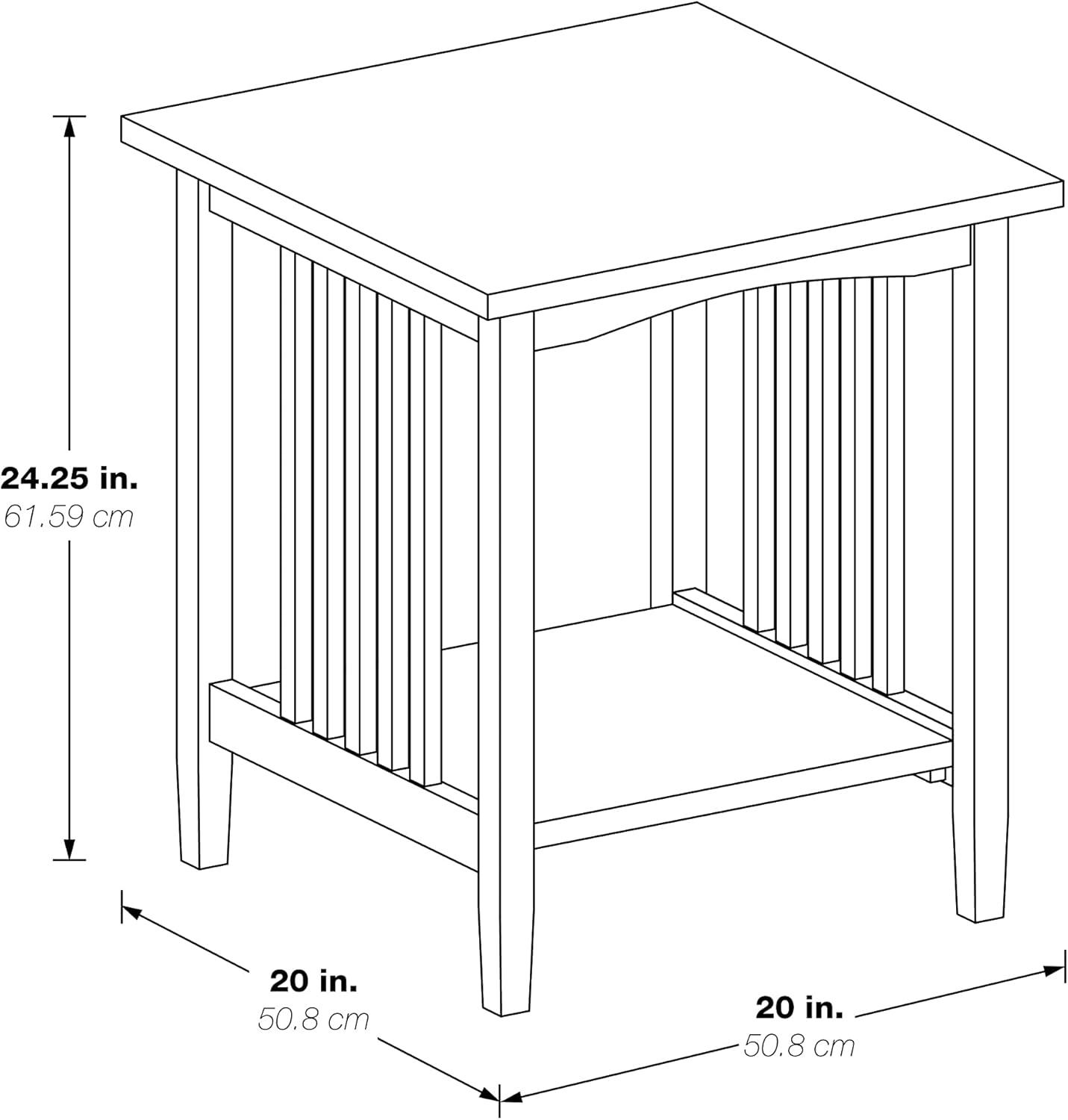 White Wood Mission Style Side Table with Shelf