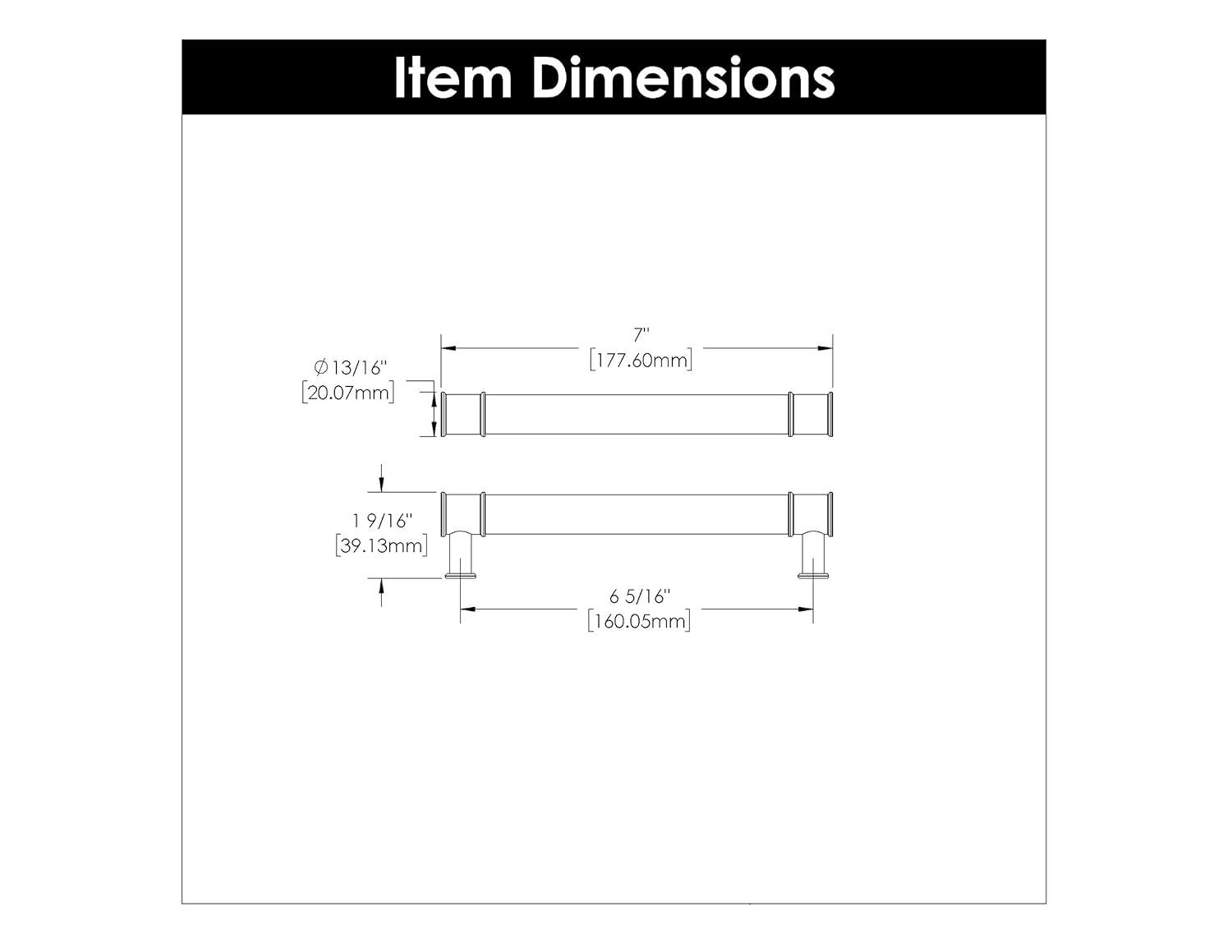 Midway Kitchen Cabinet Handles, Solid Core Drawer Pulls for Cabinet Doors, 6-5/16" (160mm)