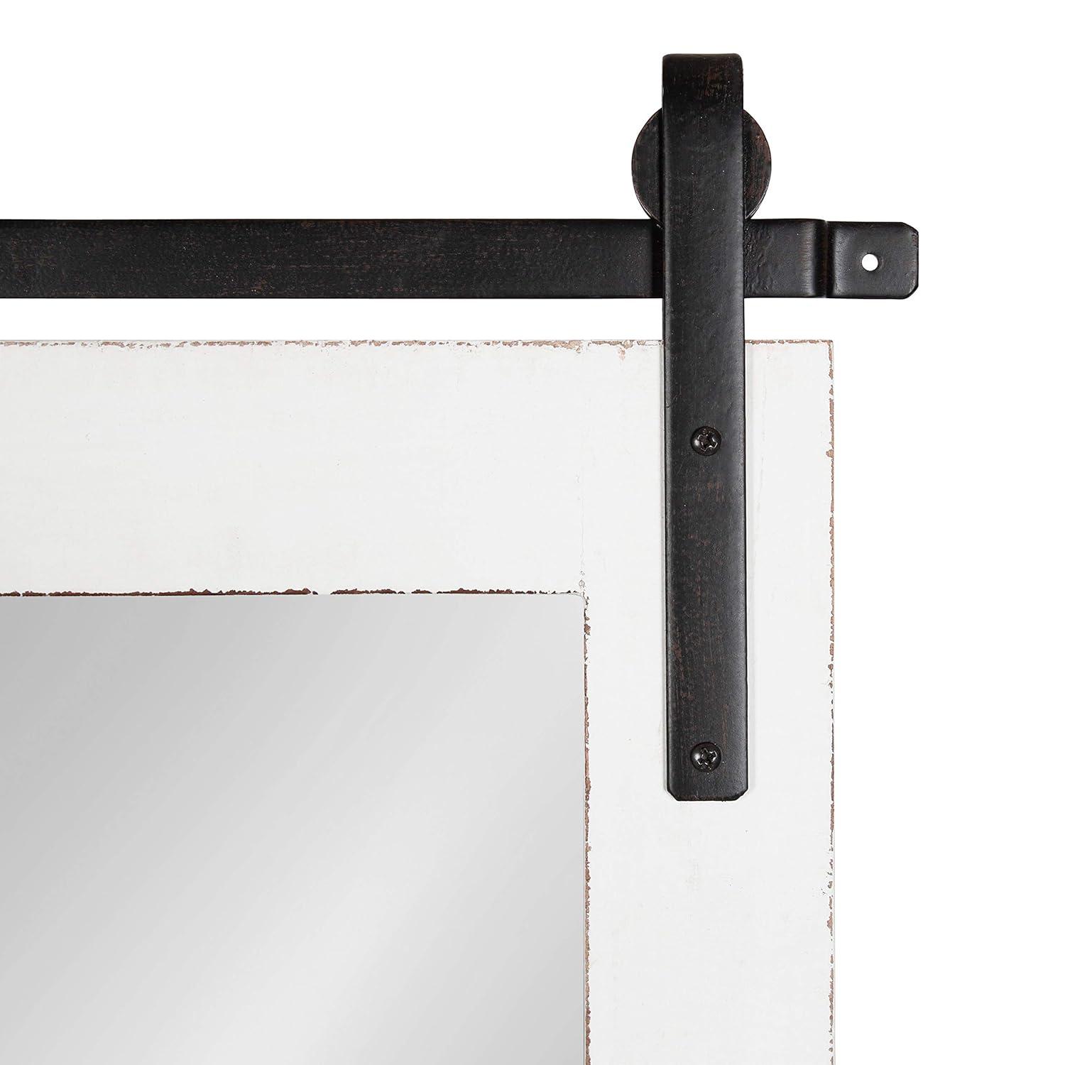 Kate and Laurel Cates Farmhouse Wood Framed Wall Mirror, 18 x 26, White, Barn Door-Inspired Rustic Mirrors for Wall