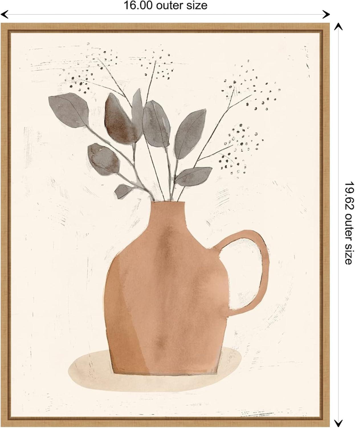 16" x 20" La Planta II Floral Vase by Victoria Barnes Framed Canvas Wall Art - Amanti Art: Botanical Lithograph, Modern Decor