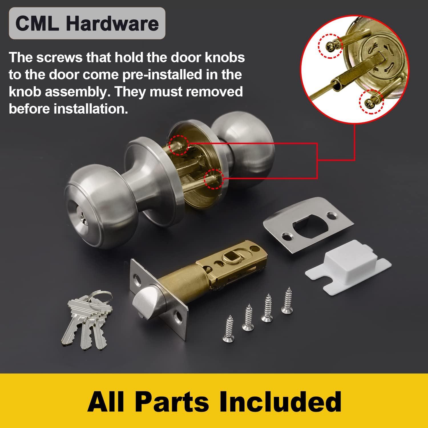 Entrance door handle kit with key, entrance door lock with solid stainless steel outside and inside, ball handle, 1 piece