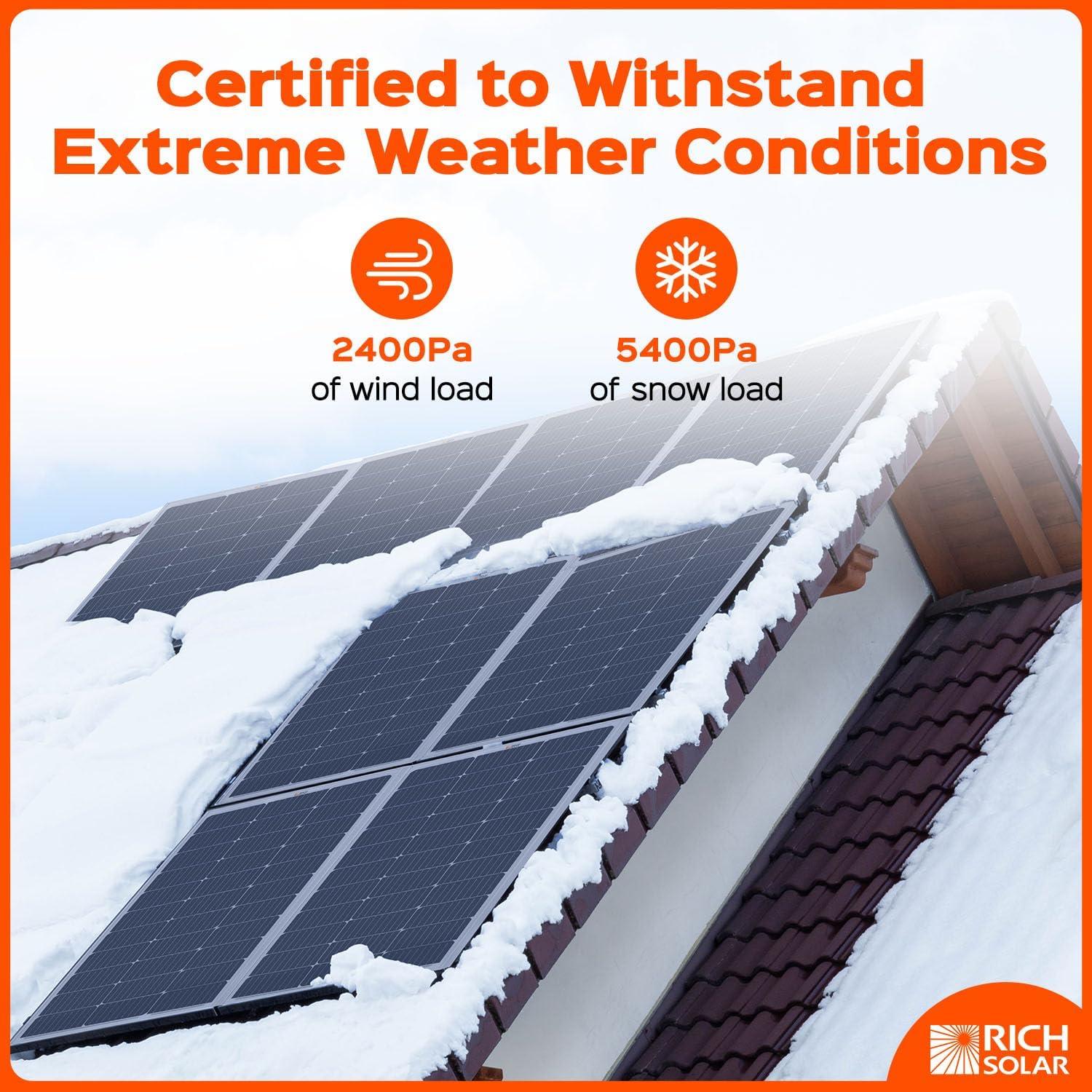 RICH SOLAR 250 Watt 12 Volt 16BB Cell Monocrystalline Solar Panel High Efficiency Solar Module for RV Trailer Camper Marine Off Grid