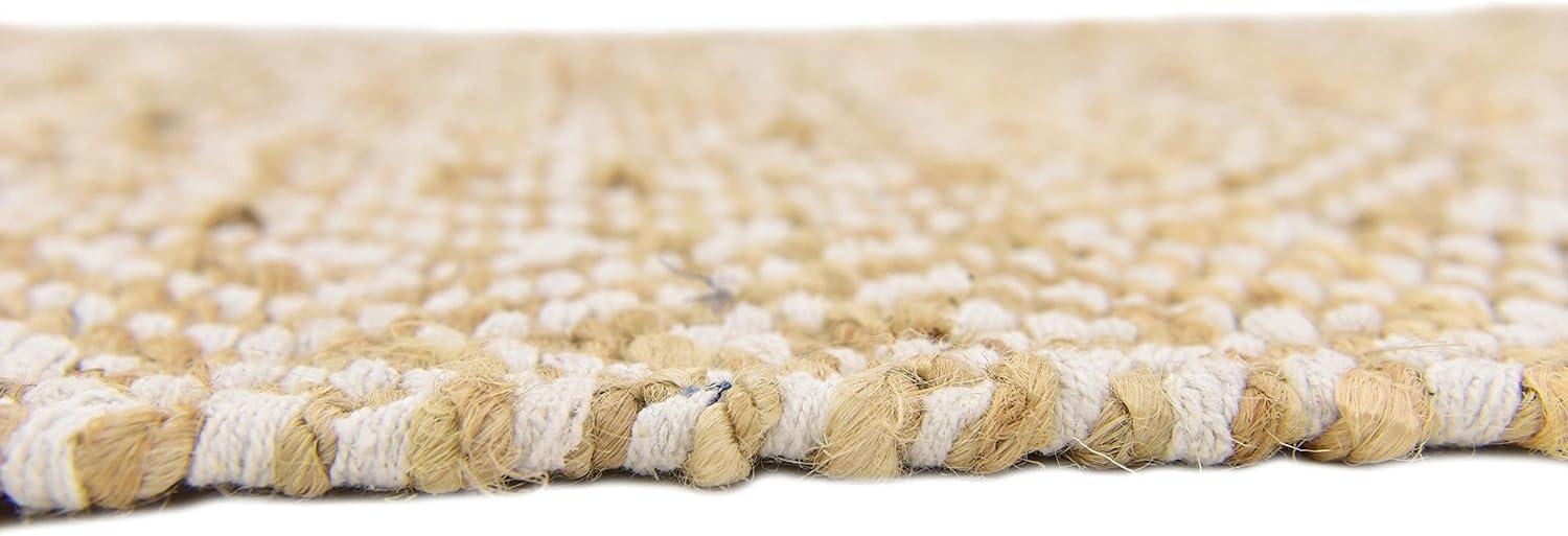 Natural Brown Rectangular Braided Jute Area Rug