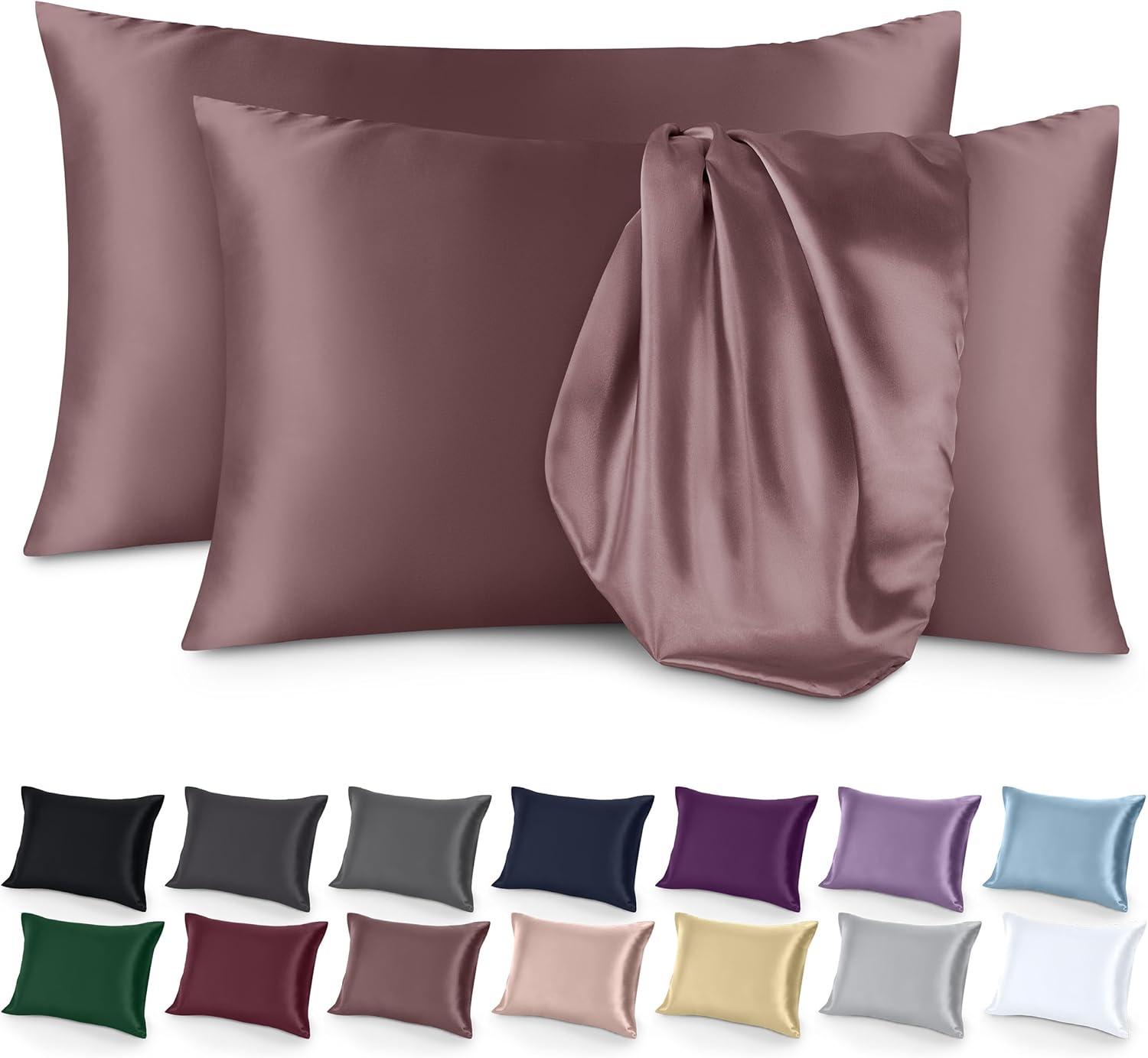 Bare Home Soft Poly Satin Pillowcase Set