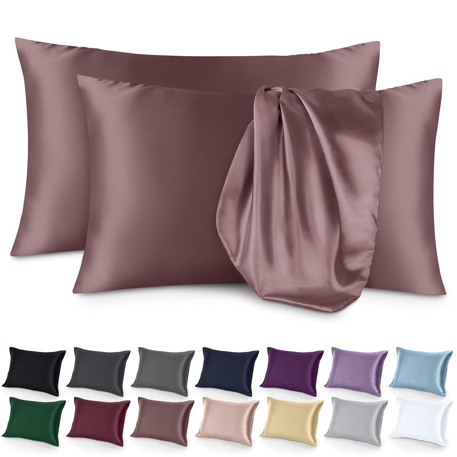 Bare Home Soft Poly Satin Pillowcase Set