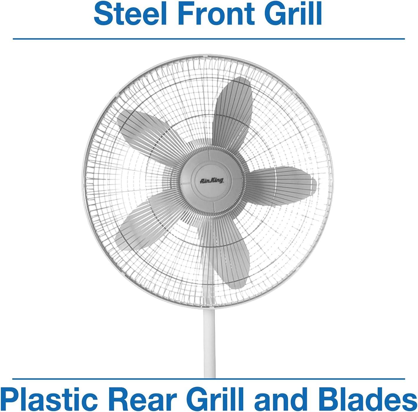 18 in. 3 Speed Oscillating Pedestal Fan with Adjustable Height, Commerical Grade Air Movement, and 3-Prong Cord in White