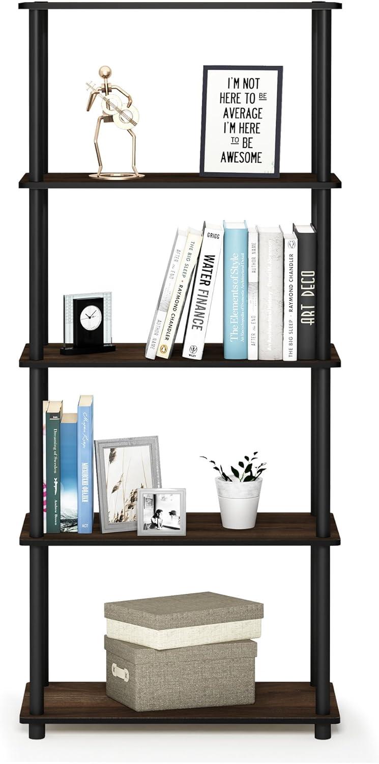 Furinno 23.6 W x 11.6 D x 57.4 H 5-Shelf Decorative Shelves, Brown and Black