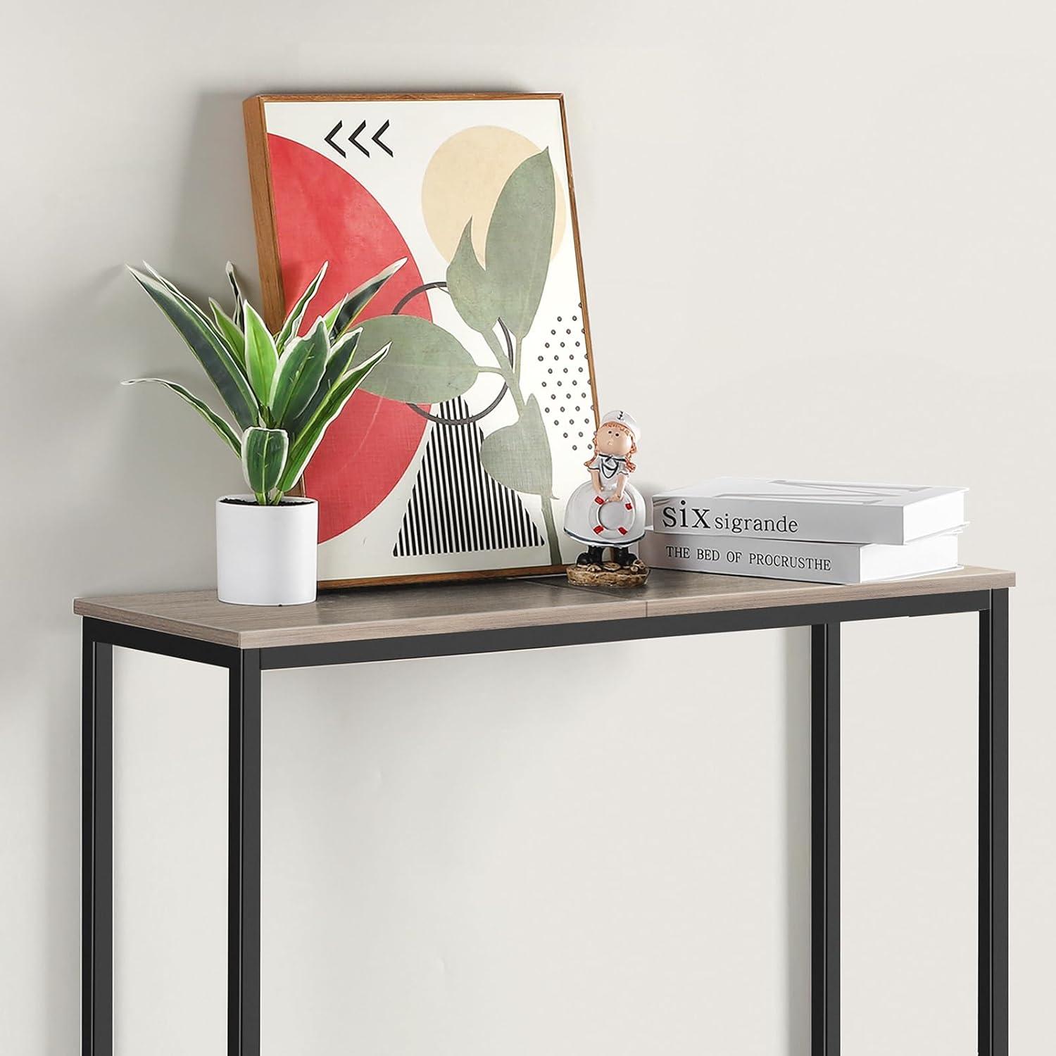 HOOBRO Narrow Console Table 29.5" Entryway Small Sofa Side Display Hallway Bedroom Foyer Black BK75XG01