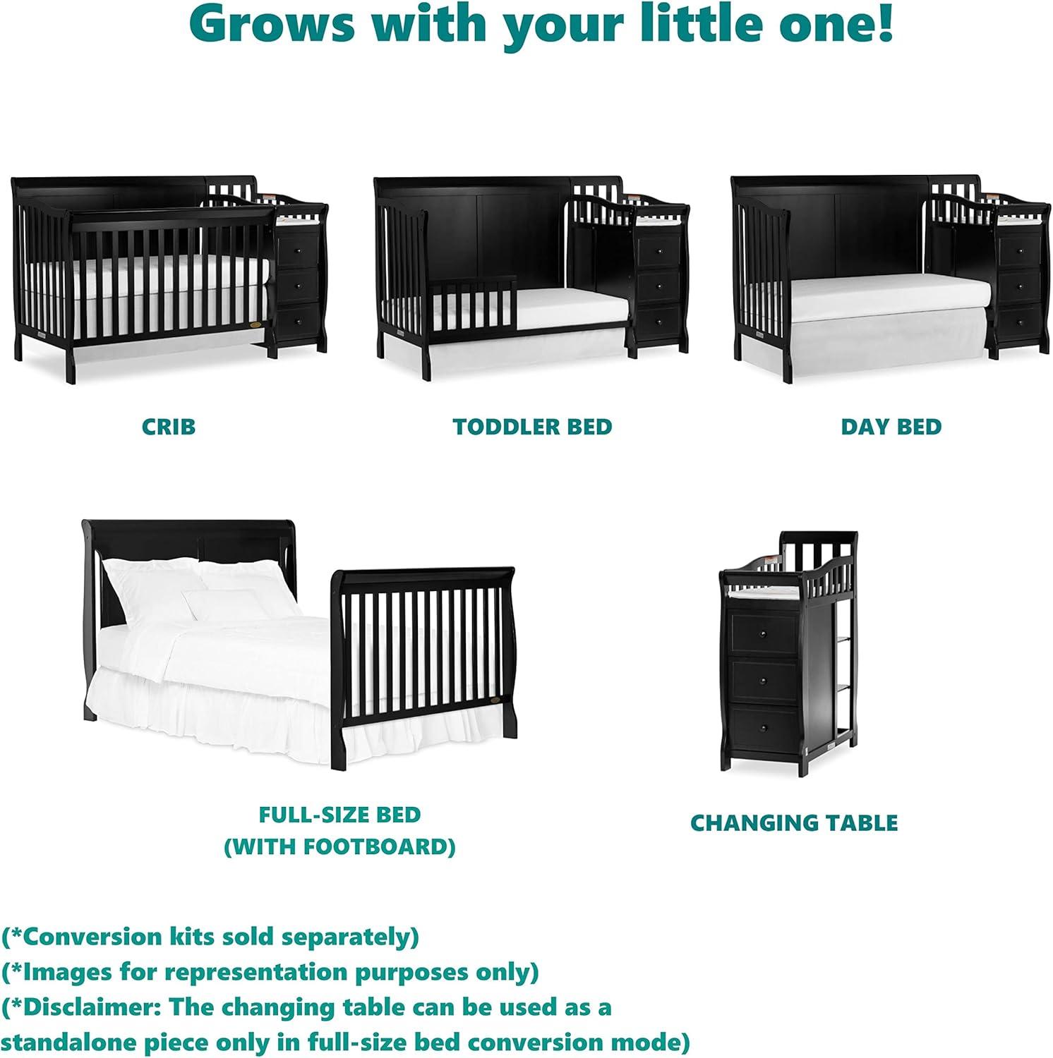 Pebble Grey Pine 5-in-1 Convertible Crib with Changer