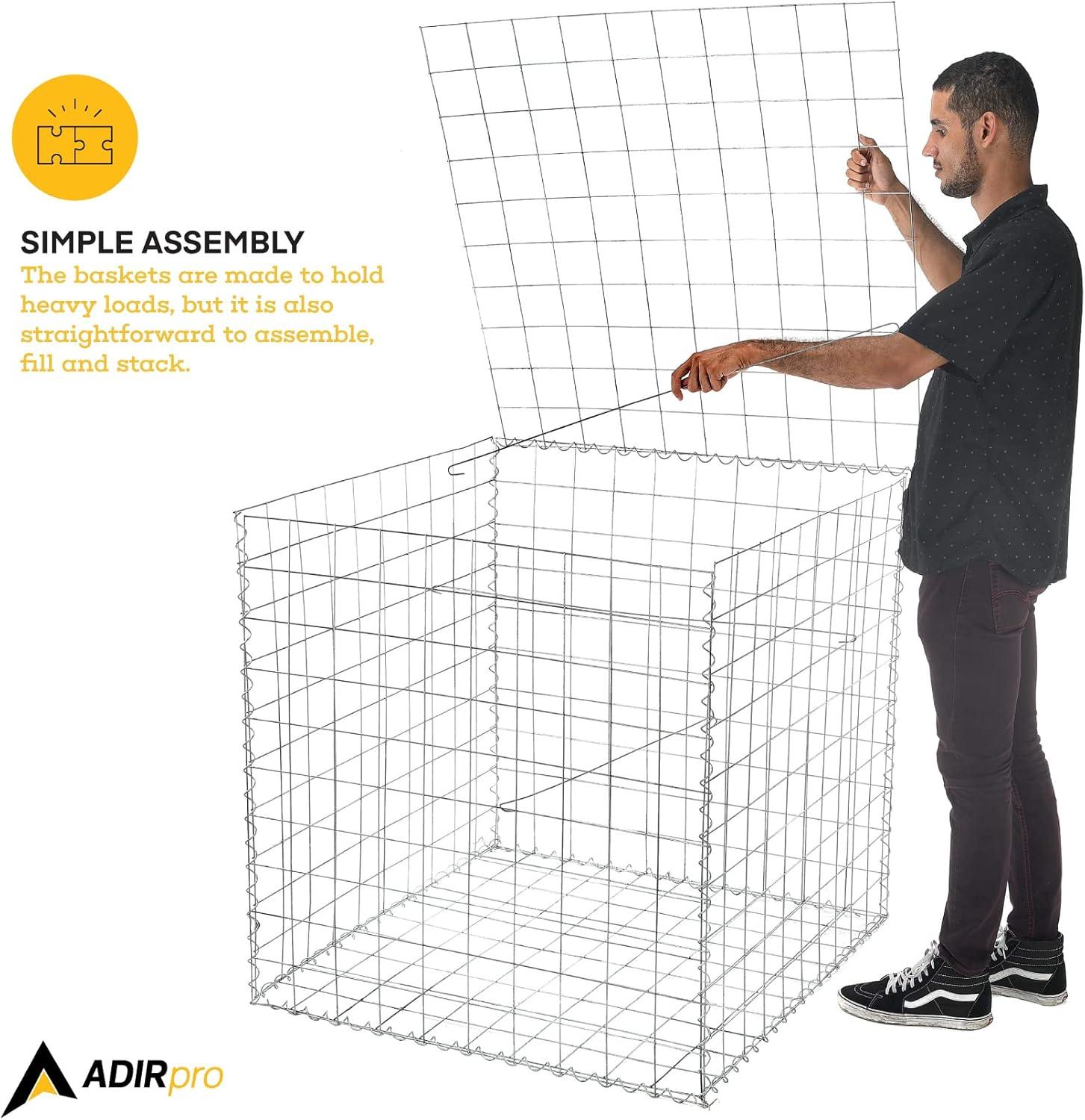 AdirPro Heavy Gauge Welded Gabion Basket, 3 Cubic Feet, 3 pack