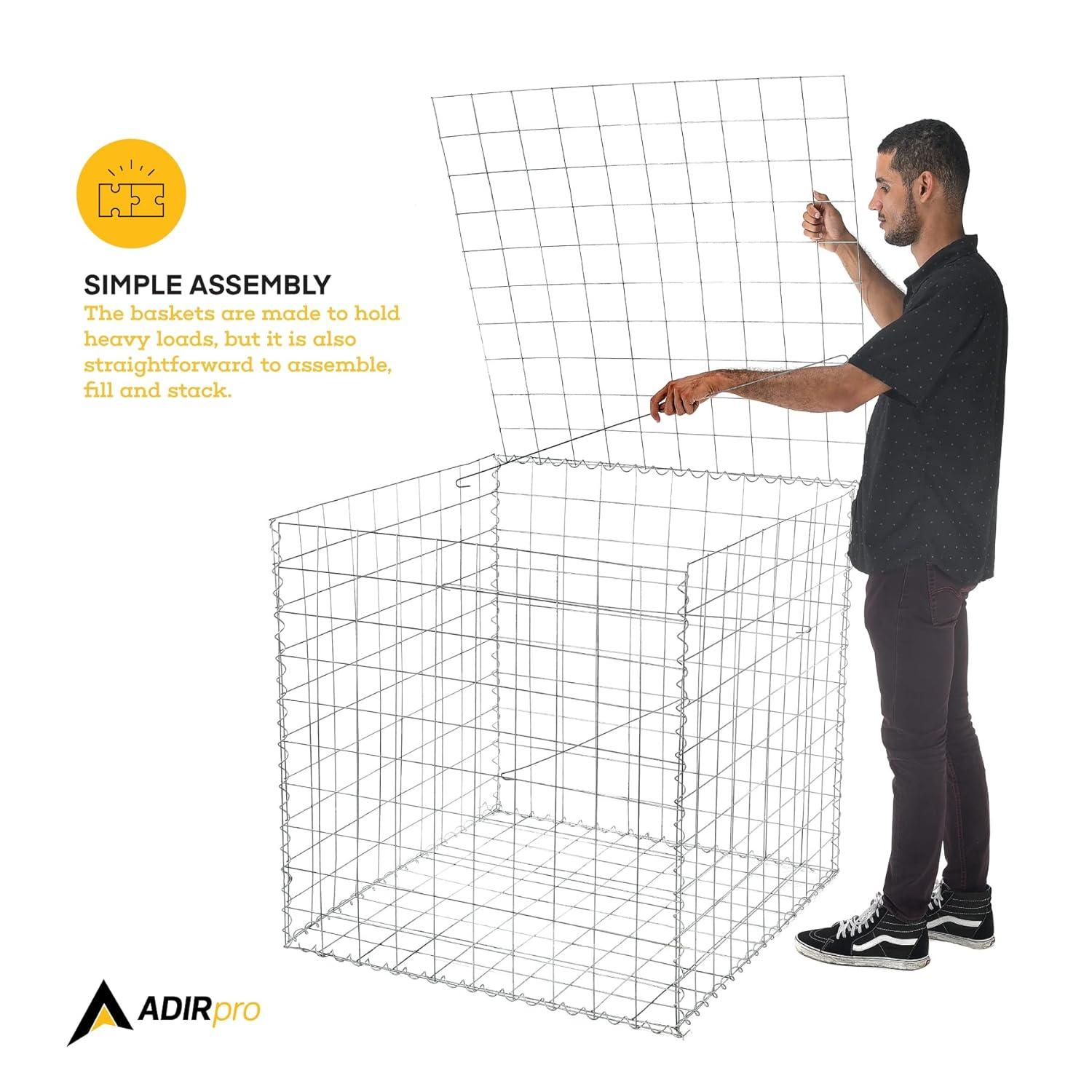 AdirPro Heavy Gauge Welded Gabion Basket, 3 Cubic Feet, 3 pack