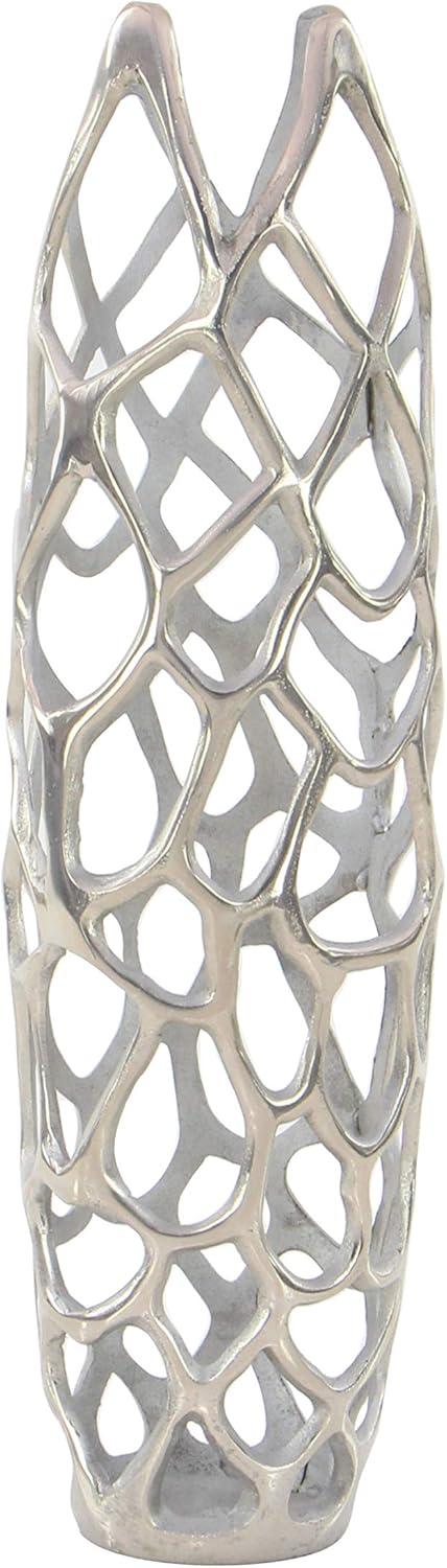 DecMode 26" Coral Silver Aluminum Vase