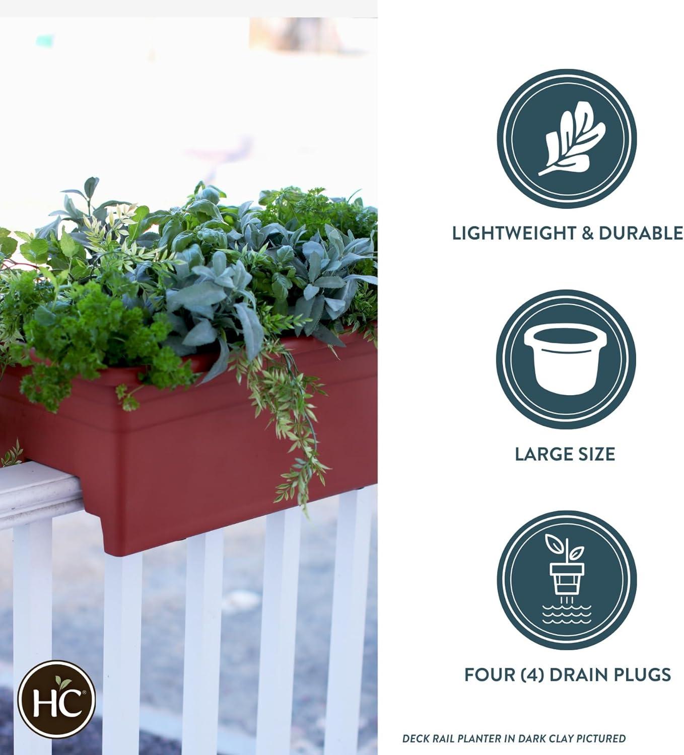 HC Companies SPX24DB0E2112-Inch Outdoor Durable Plastic Deck Planter Box for Flowers, Vegetables, and Succulents, Chocolate